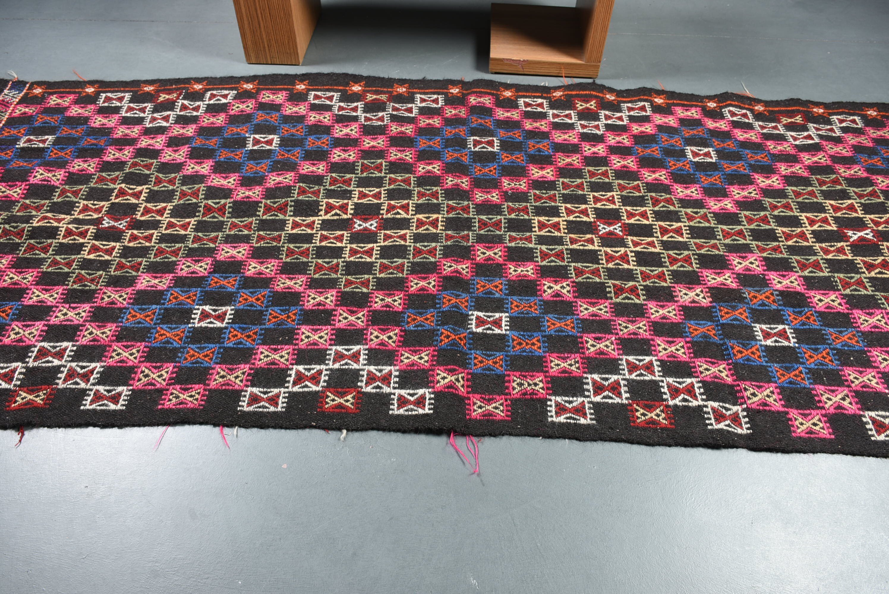 Living Room Rug, Vintage Rugs, Turkish Rug, Kilim, Black Cool Rug, Old Rug, Cool Rug, Dining Room Rug, 4.6x11.1 ft Large Rugs, Bedroom Rugs
