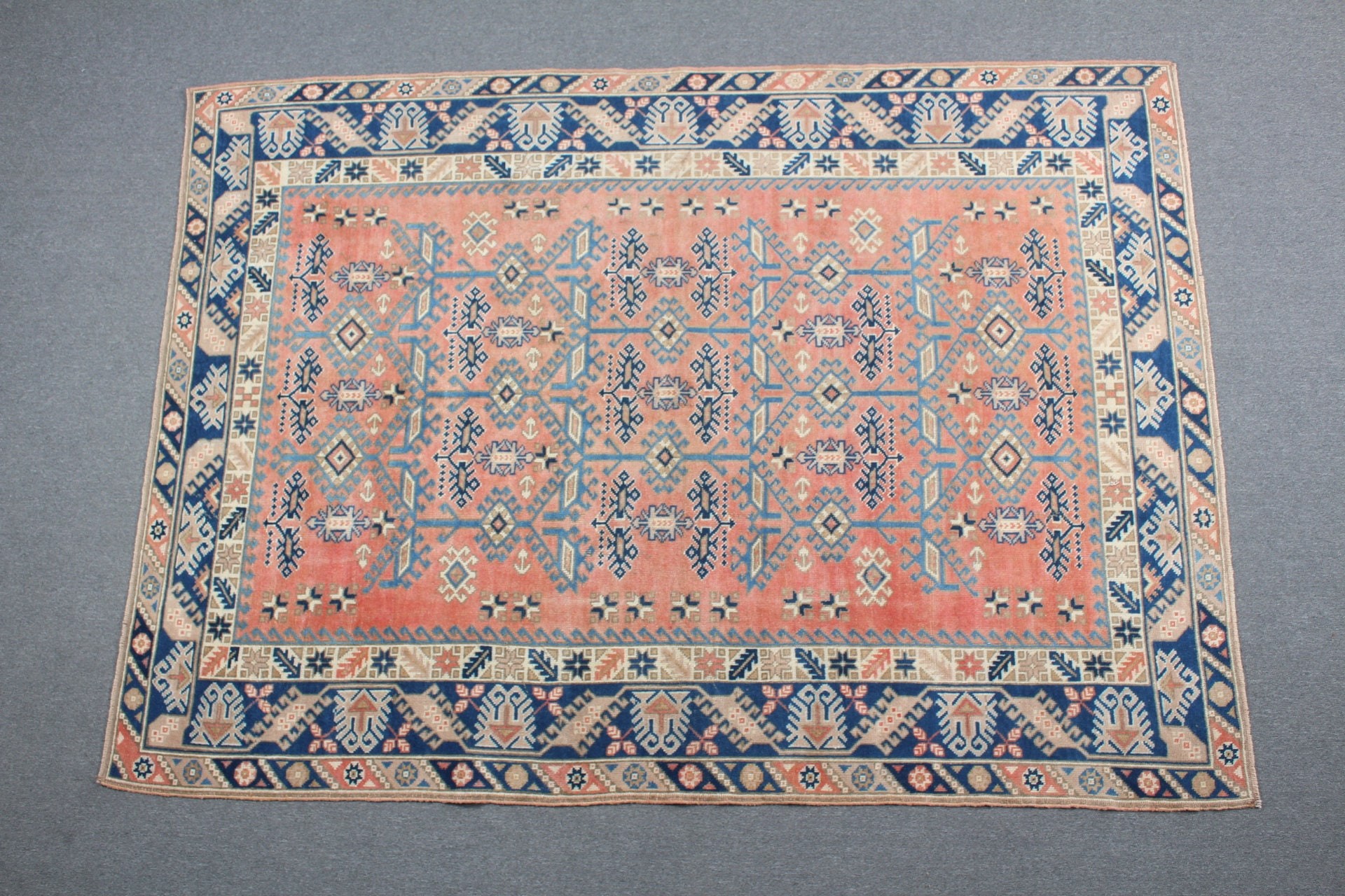 Pembe Oryantal Halı, Vintage Halı, Salon Halıları, Ev Dekorasyonu Halısı, Yatak Odası Halısı, Salon Halıları, 6.3x8.8 ft Büyük Halı, Oushak Halısı, Türk Halıları