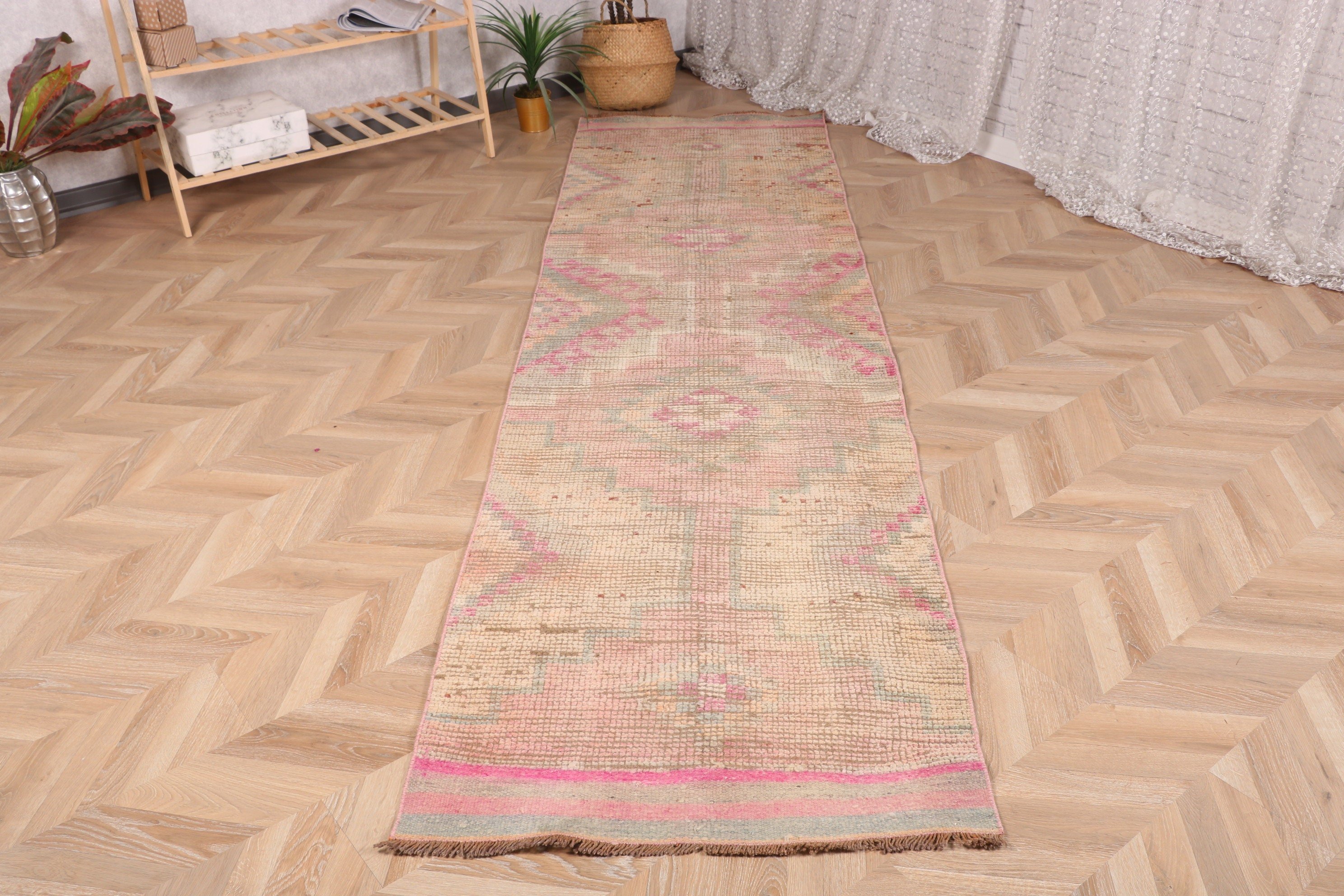 2.8x10.2 ft Runner Rug, Turkish Rugs, Kitchen Rugs, Vintage Rugs, Beige Oriental Rug, Oriental Rug, Aztec Rug, Oushak Rugs, Rugs for Runner