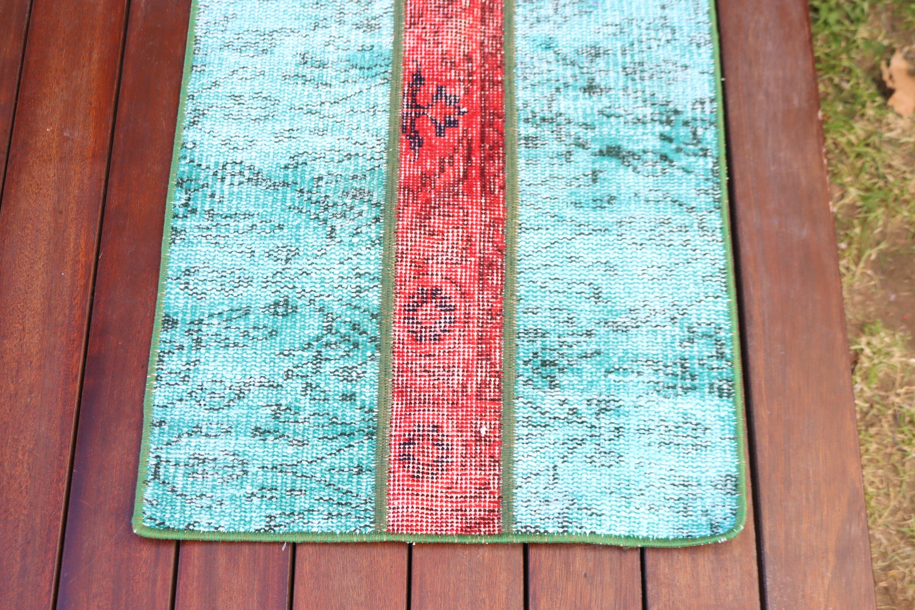 Aztec Rug, Statement Rug, Bedroom Rug, Turkish Rug, Green Antique Rug, 1.6x3.8 ft Small Rug, Wall Hanging Rugs, Vintage Rug, Flatweave Rugs