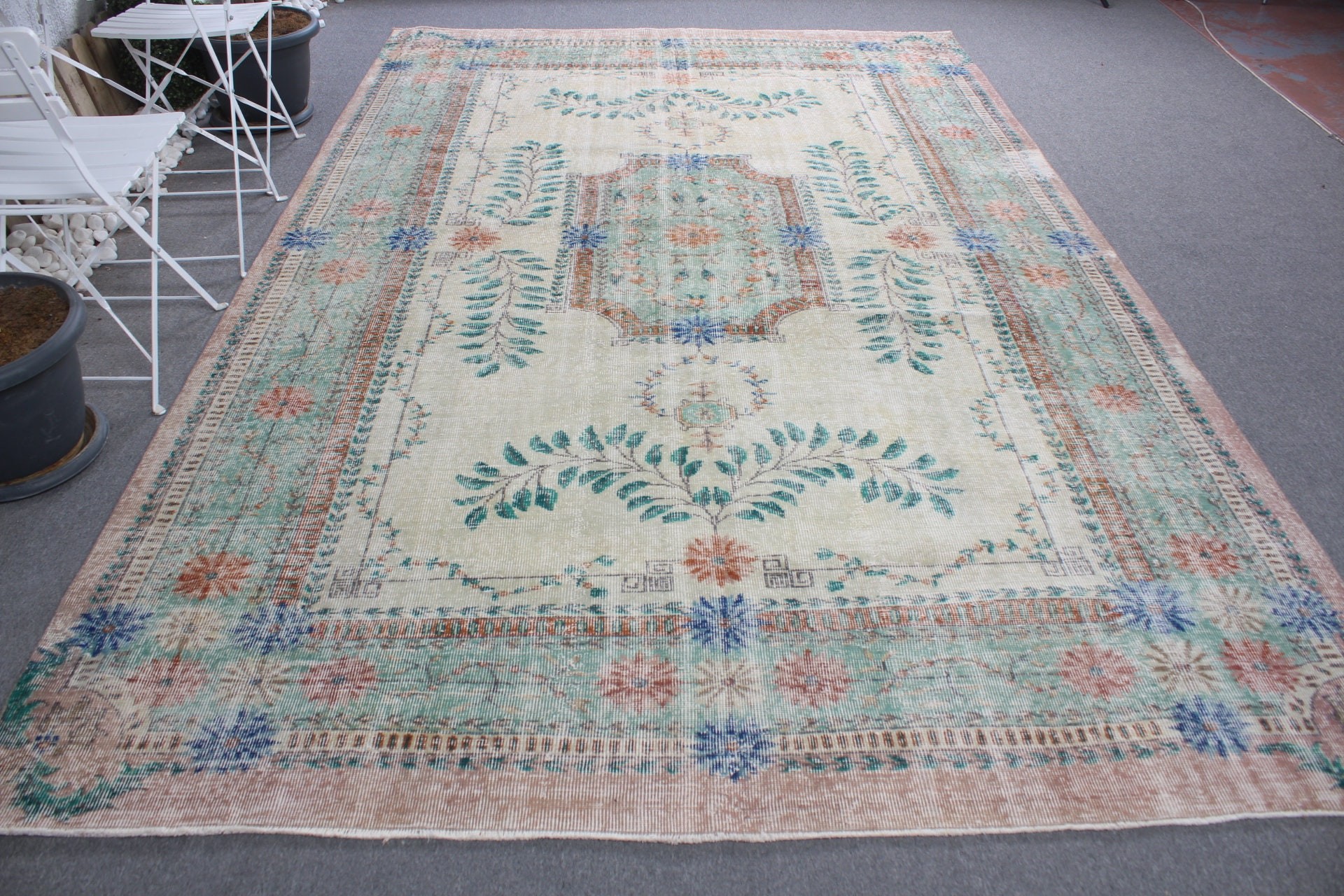 7.3x11.5 ft Oversize Rug, Turkish Rug, Antique Rug, Vintage Rugs, Green Floor Rug, Living Room Rugs, Anatolian Rugs, Cute Rug, Salon Rugs