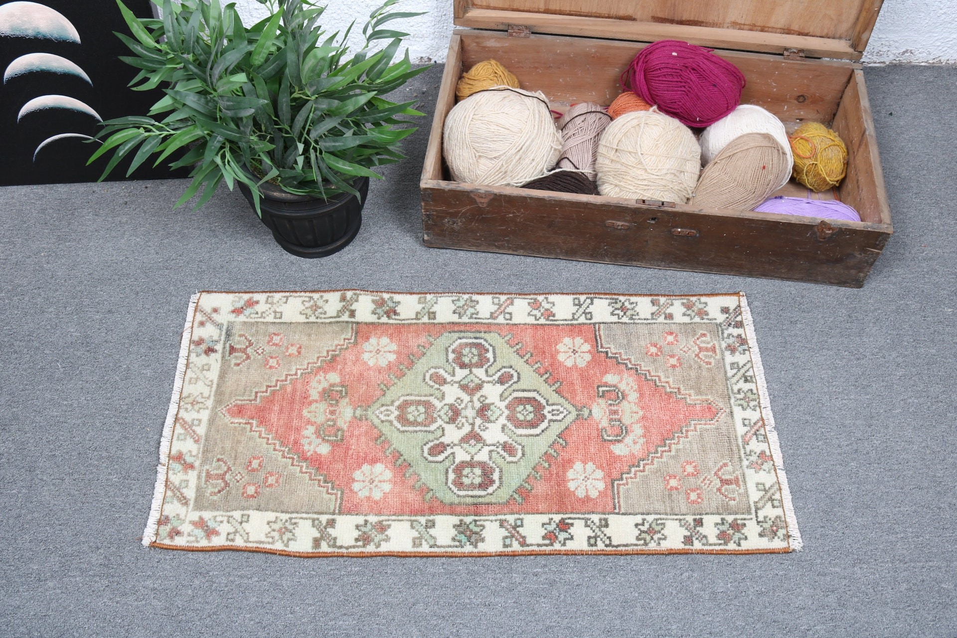 Vintage Halı, Boho Halı, Kırmızı Zemin Halısı, Ev Dekorasyonu Halısı, Küçük Alan Halıları, Türk Halıları, Araba Paspas Halıları, Tribal Halısı, 1.4x2.9 ft Küçük Halı