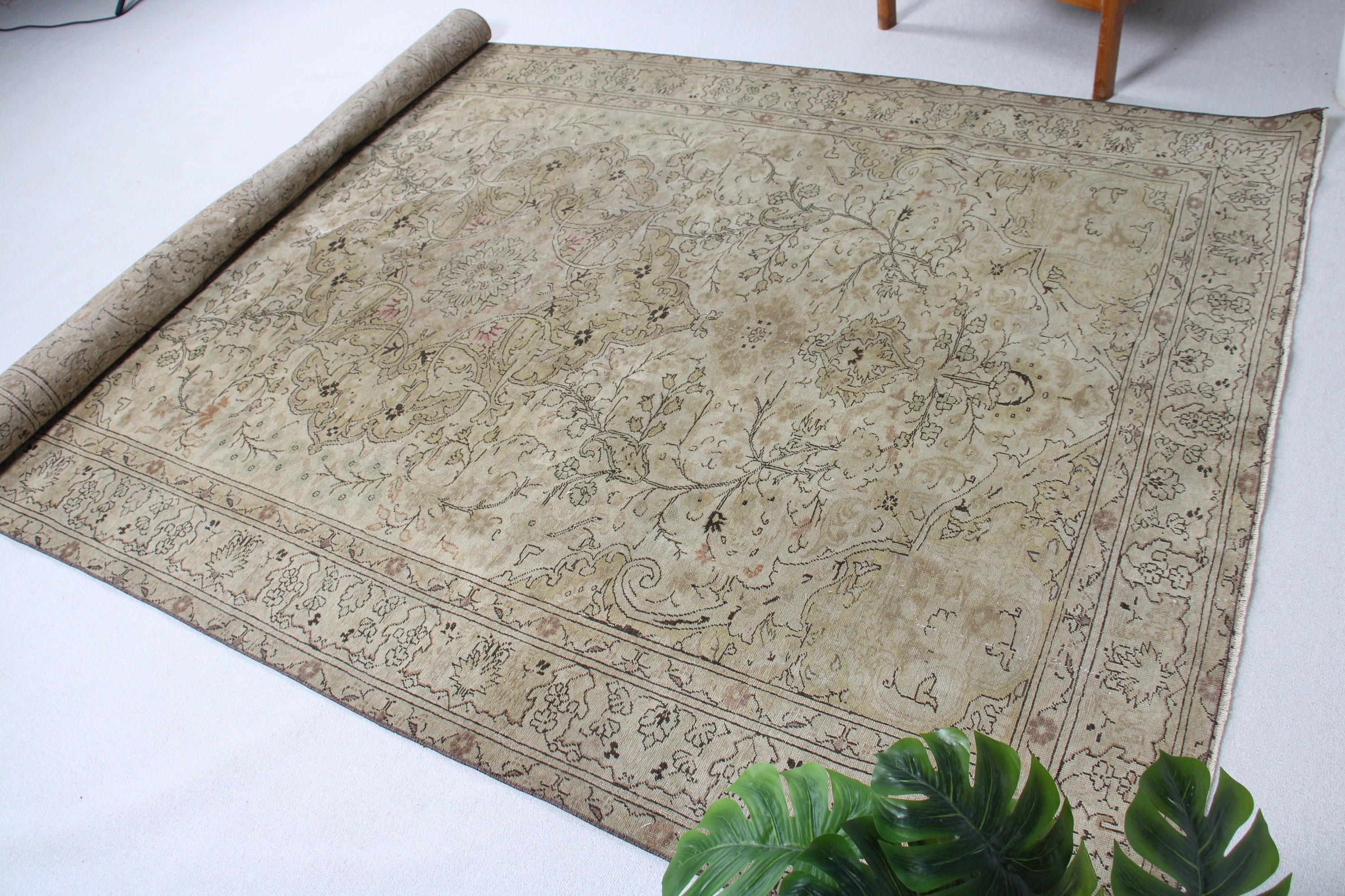 6.1x9.9 ft Büyük Halılar, Vintage Halı, Salon Halıları, Türk Halısı, Bej Mutfak Halısı, Anadolu Halısı, Lüks Halı, Büyük Boho Halısı, Oryantal Halılar