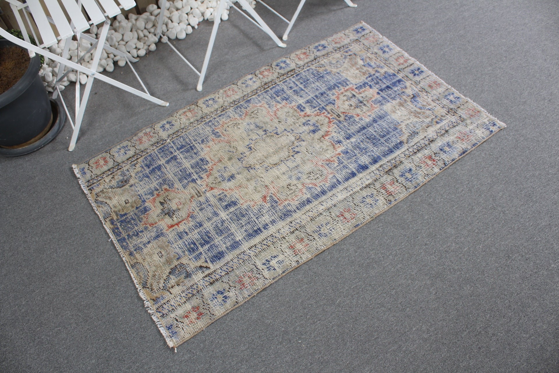 Bath Rug, Turkish Rugs, Rugs for Nursery, Vintage Rug, Entry Rug, Oushak Rug, Blue Bedroom Rug, Tribal Rug, 2.7x4.6 ft Small Rug, Floor Rug