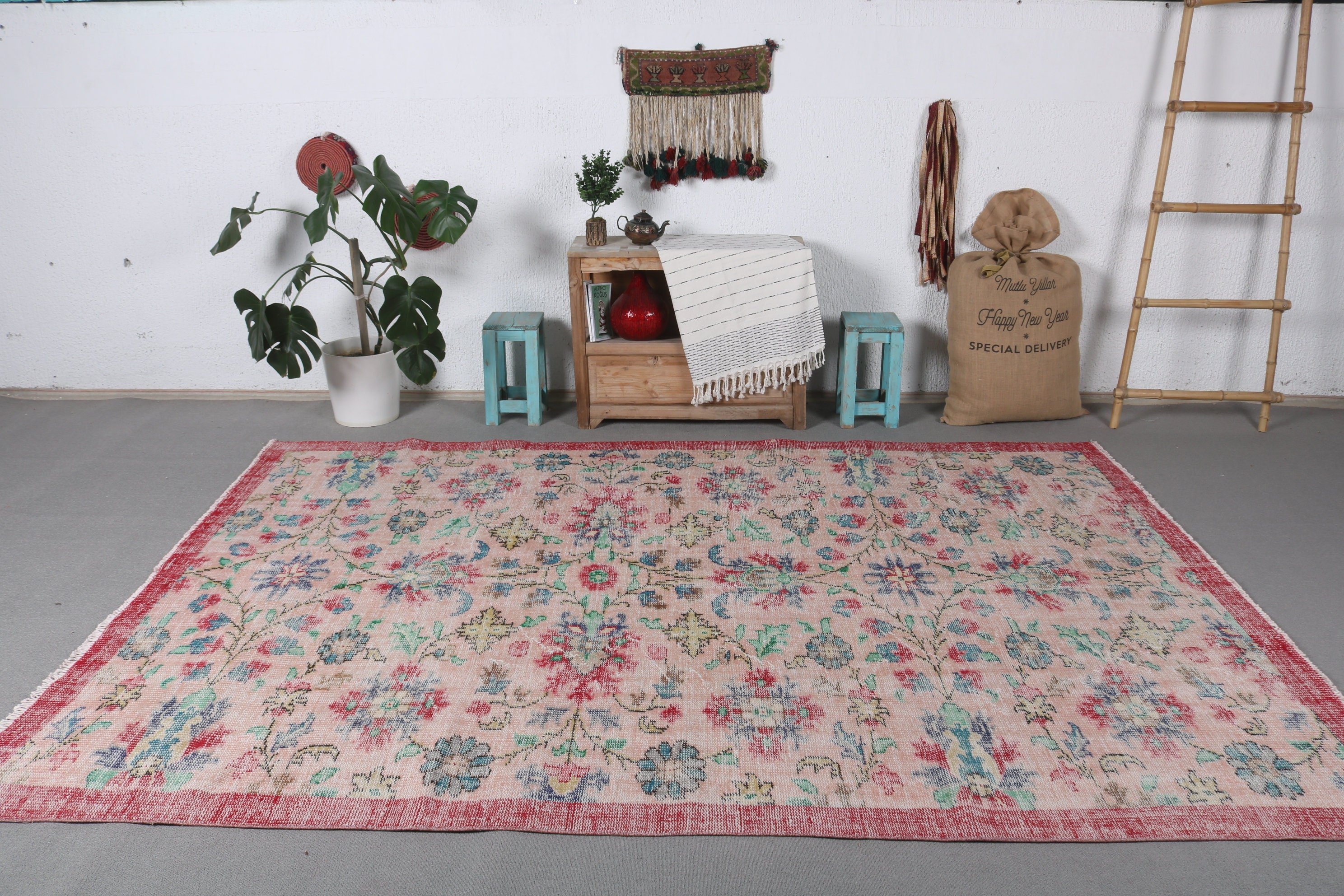 Dining Room Rugs, 6.4x9.3 ft Large Rugs, Home Decor Rug, Pink Floor Rugs, Turkish Rug, Salon Rugs, Handwoven Rug, Oriental Rug, Vintage Rug