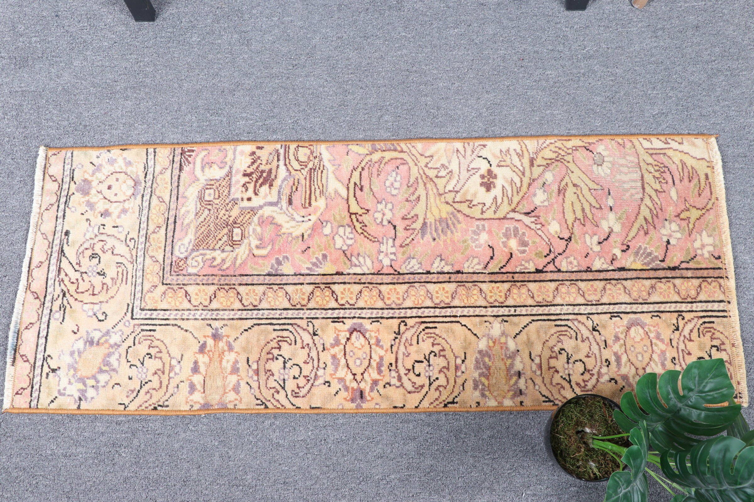 Araba Paspas Halıları, 1.3x3.3 ft Küçük Halı, Oryantal Halı, Türk Halısı, Vintage Halı, Parlak Halı, Bej Fas Halıları, Yatak Odası Halısı, Duvar Asılı Halı