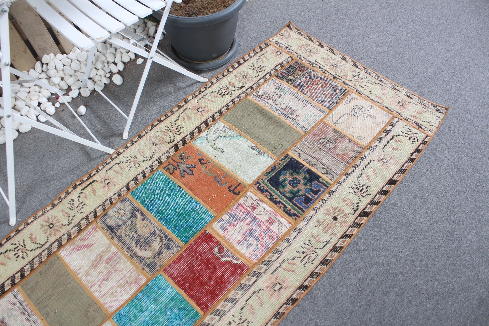 Mutfak Halısı, Merdiven Halısı, Vintage Halı, Havalı Halılar, Runner Halıları, Türk Halısı, Gökkuşağı 2.8x8.1 ft Runner Halıları, El Dokuma Halı