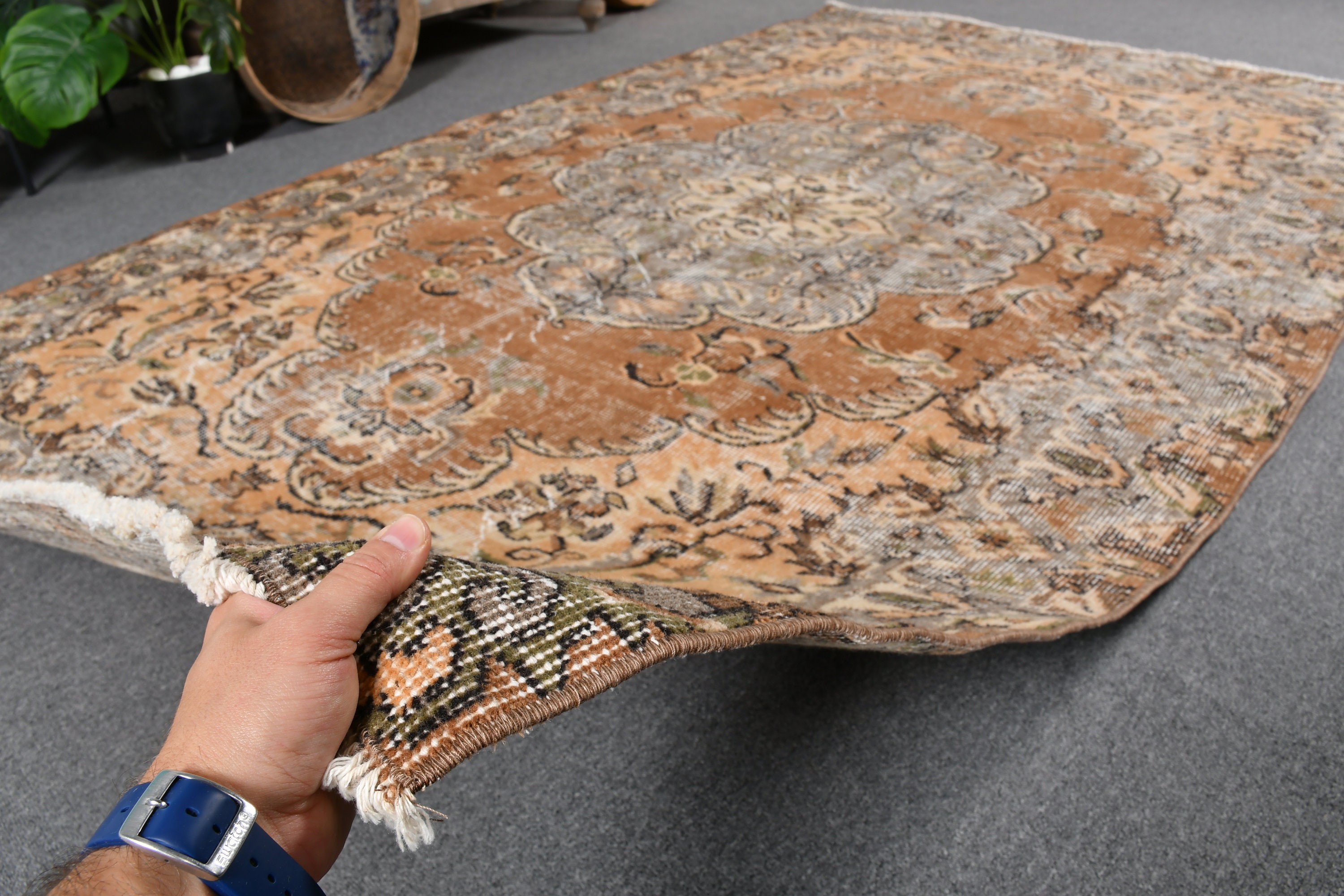 Yatak Odası Halısı, Türk Halısı, Kahverengi 5x8.1 ft Büyük Halılar, Ev Dekorasyonu Halısı, Anadolu Halısı, Vintage Halılar, Oturma Odası Halısı, Soluk Halı