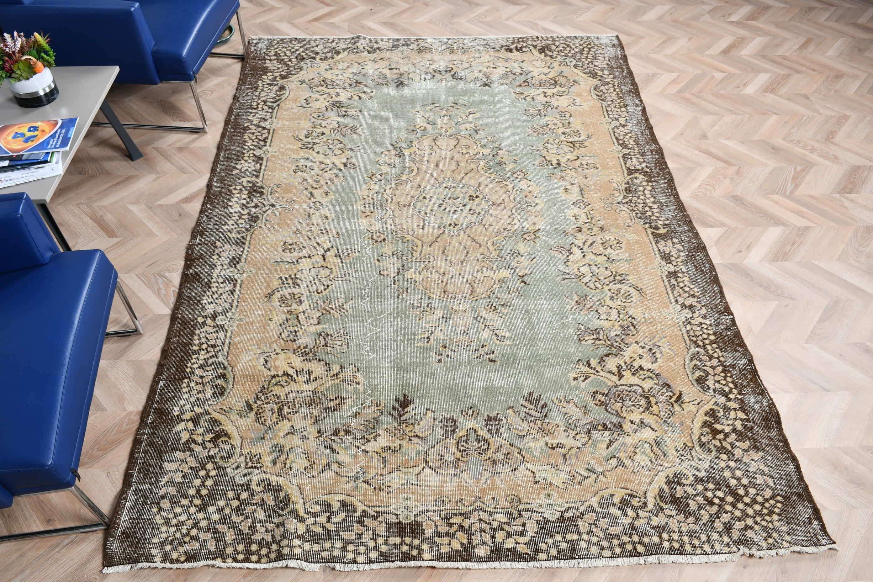 Vintage Halı, Kahverengi Yatak Odası Halısı, Retro Halı, Ev Dekor Halıları, Salon Halısı, 6.4x9.2 ft Büyük Halı, Türk Halısı, Yer Halıları, Oturma Odası Halıları