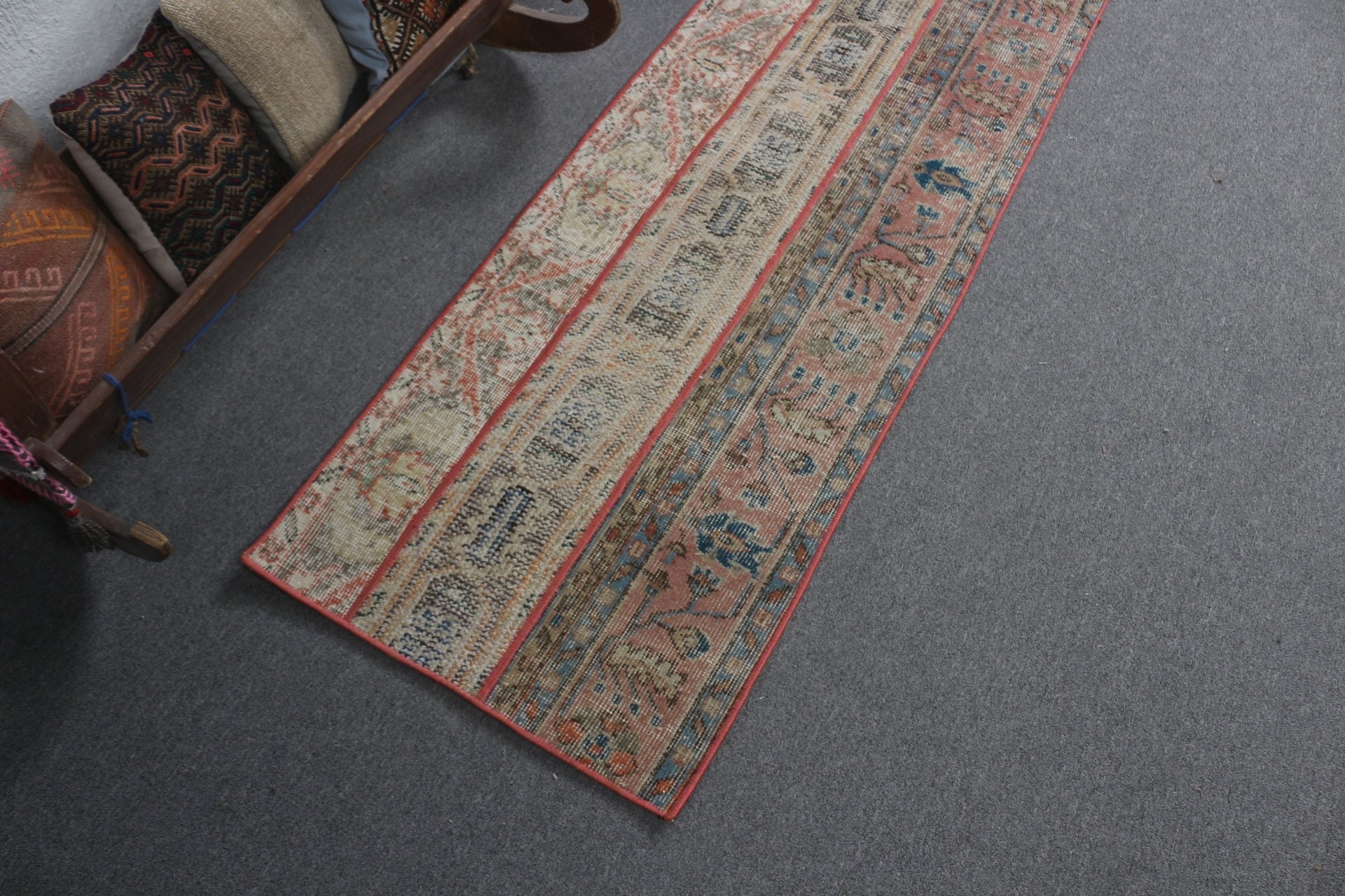 Vintage Rug, Turkish Rugs, Custom Rug, Rugs for Kitchen, Beige  1.9x7.6 ft Runner Rug, Anatolian Rugs, Hallway Rug, Cool Rug