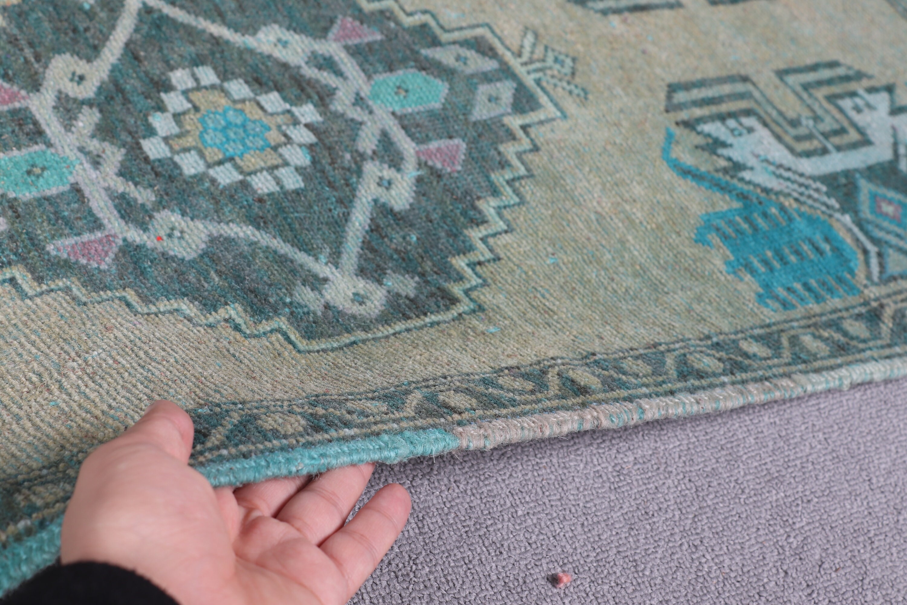 Blue Oriental Rug, Bath Rug, Floor Rug, Turkish Rug, Kitchen Rug, Rugs for Car Mat, 1.6x3.5 ft Small Rug, Entry Rugs, Vintage Rugs