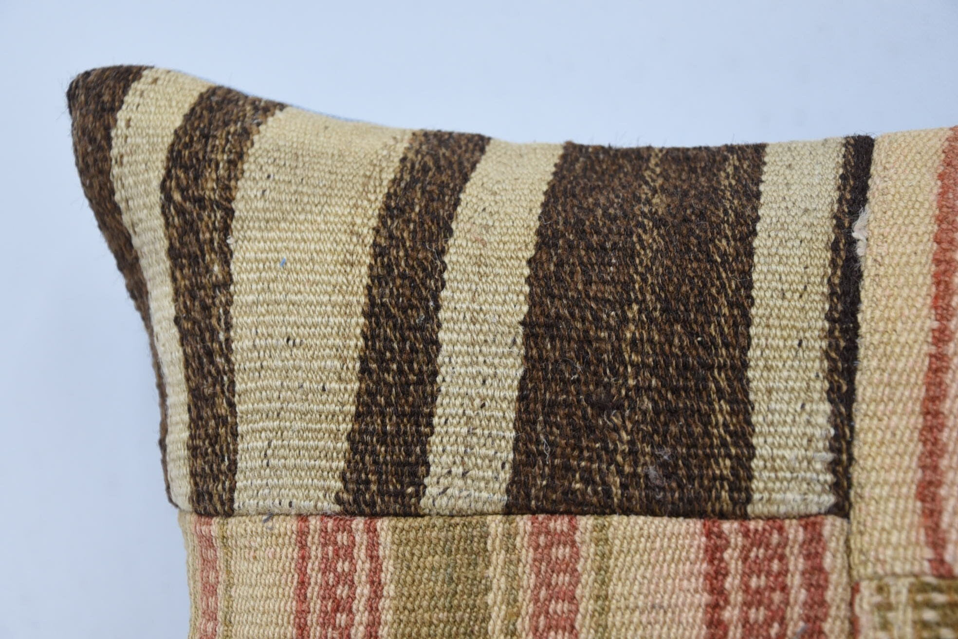 Ethnical Kilim Rug Pillow, Kilim Pillow Cover, 16"x24" Beige Pillow Sham, Comfy Throw Pillow Cover, Vintage Kilim Pillow, Muted Cushion