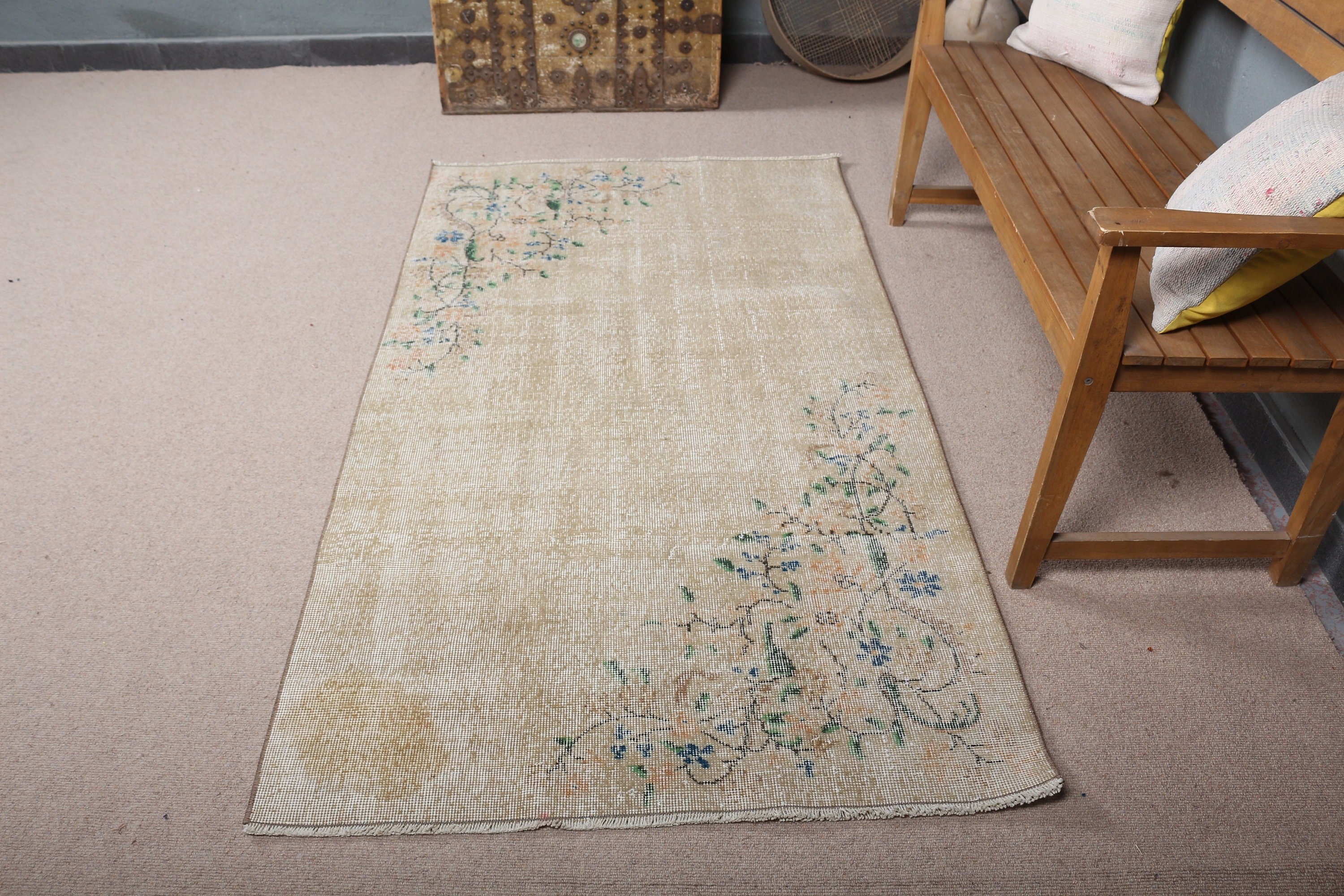 Nursery Rugs, Natural Rug, 3.5x6.4 ft Accent Rug, Bedroom Rug, Turkish Rug, Vintage Rugs, Beige Oushak Rugs, Anatolian Rugs, Antique Rug