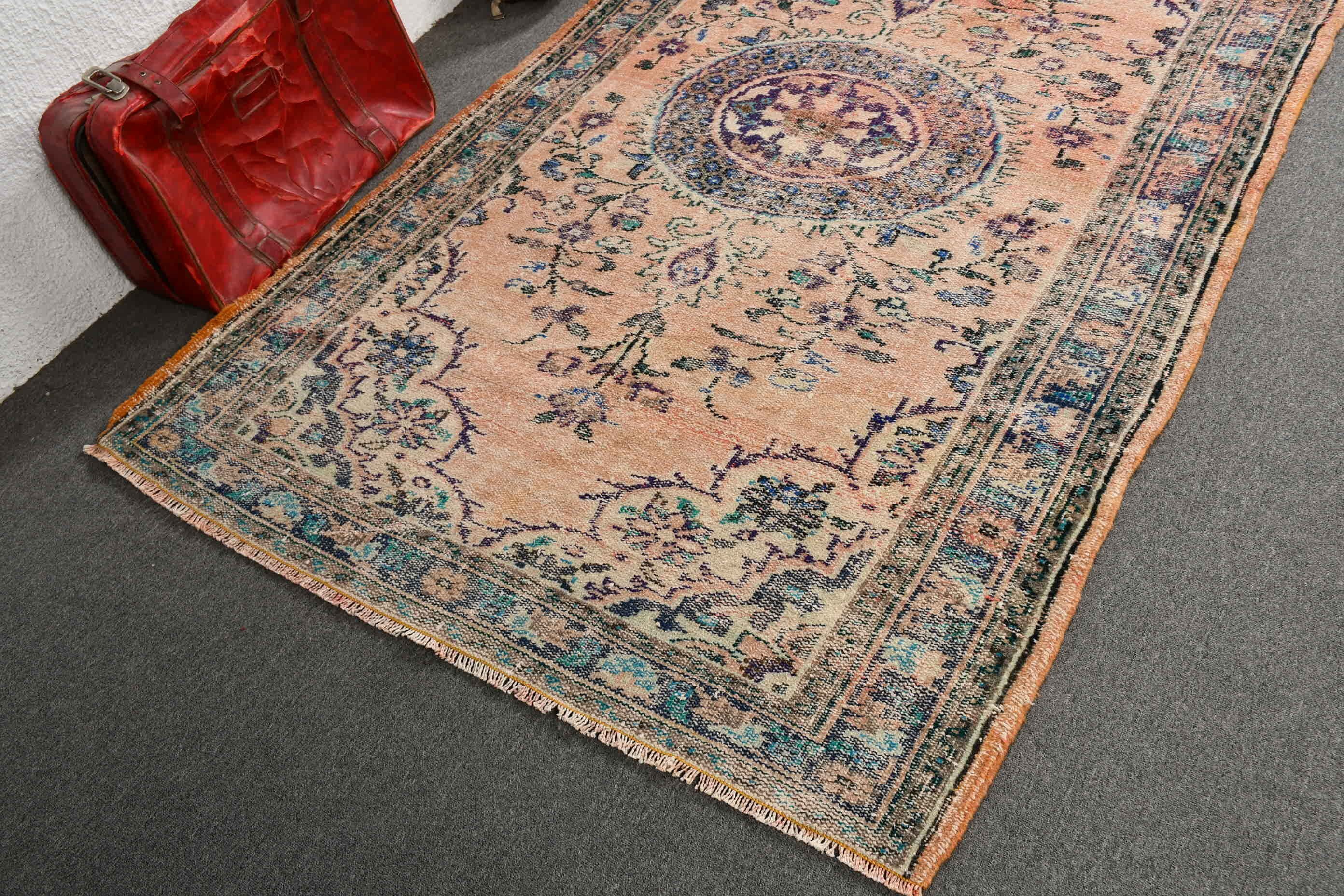 Türk Halısı, 4.8x7.7 ft Alan Kilimi, Vintage Halı, Mutfak Halısı, Anadolu Halıları, Yatak Odası Halıları, Turuncu Oushak Halısı, Göçebe Halısı, Mutfak Halıları