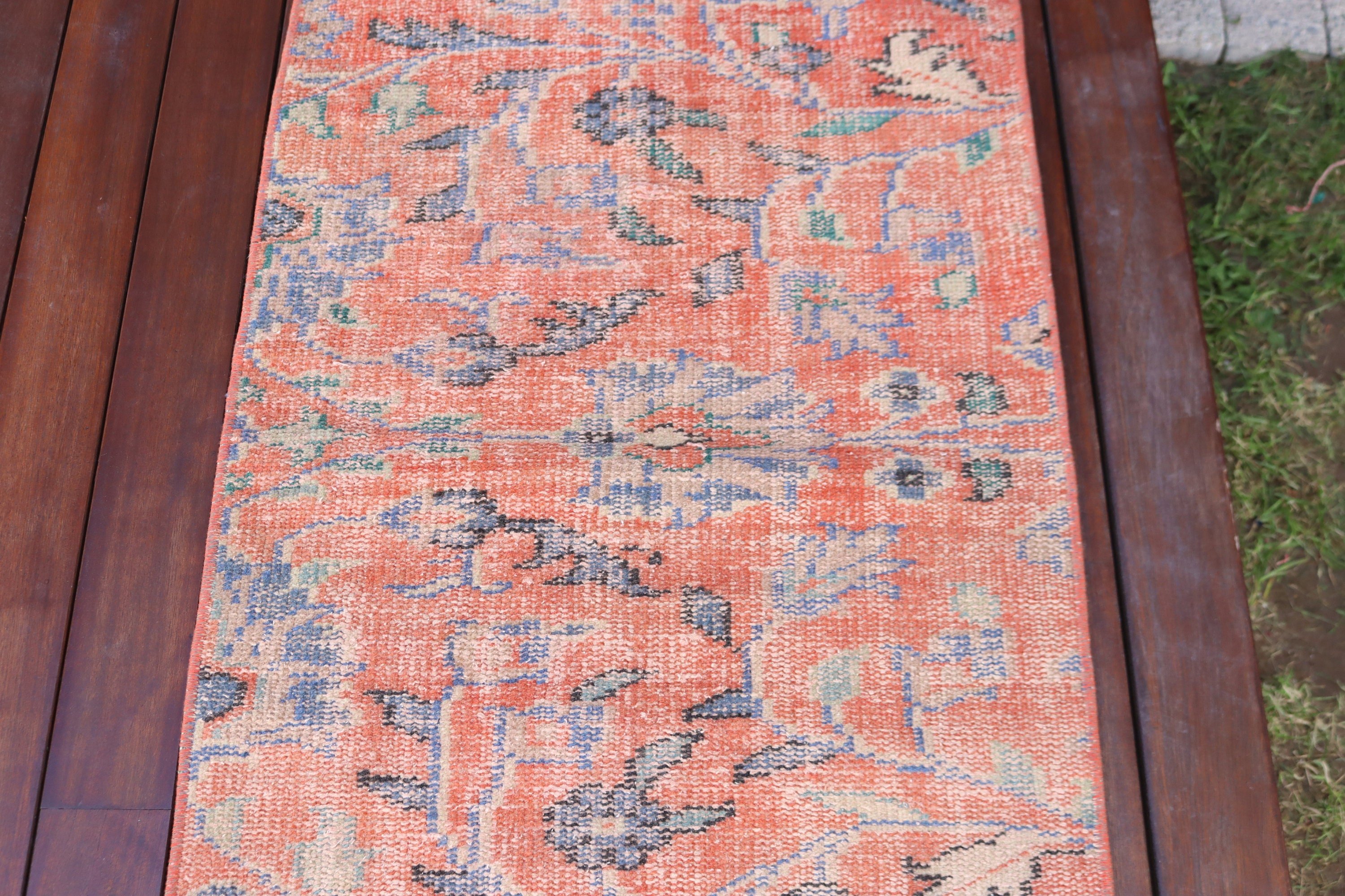 Modern Rug, Bath Rug, Orange Statement Rugs, 2.1x4 ft Small Rugs, Rugs for Bath, Vintage Rug, Luxury Rugs, Turkish Rugs, Small Boho Rug