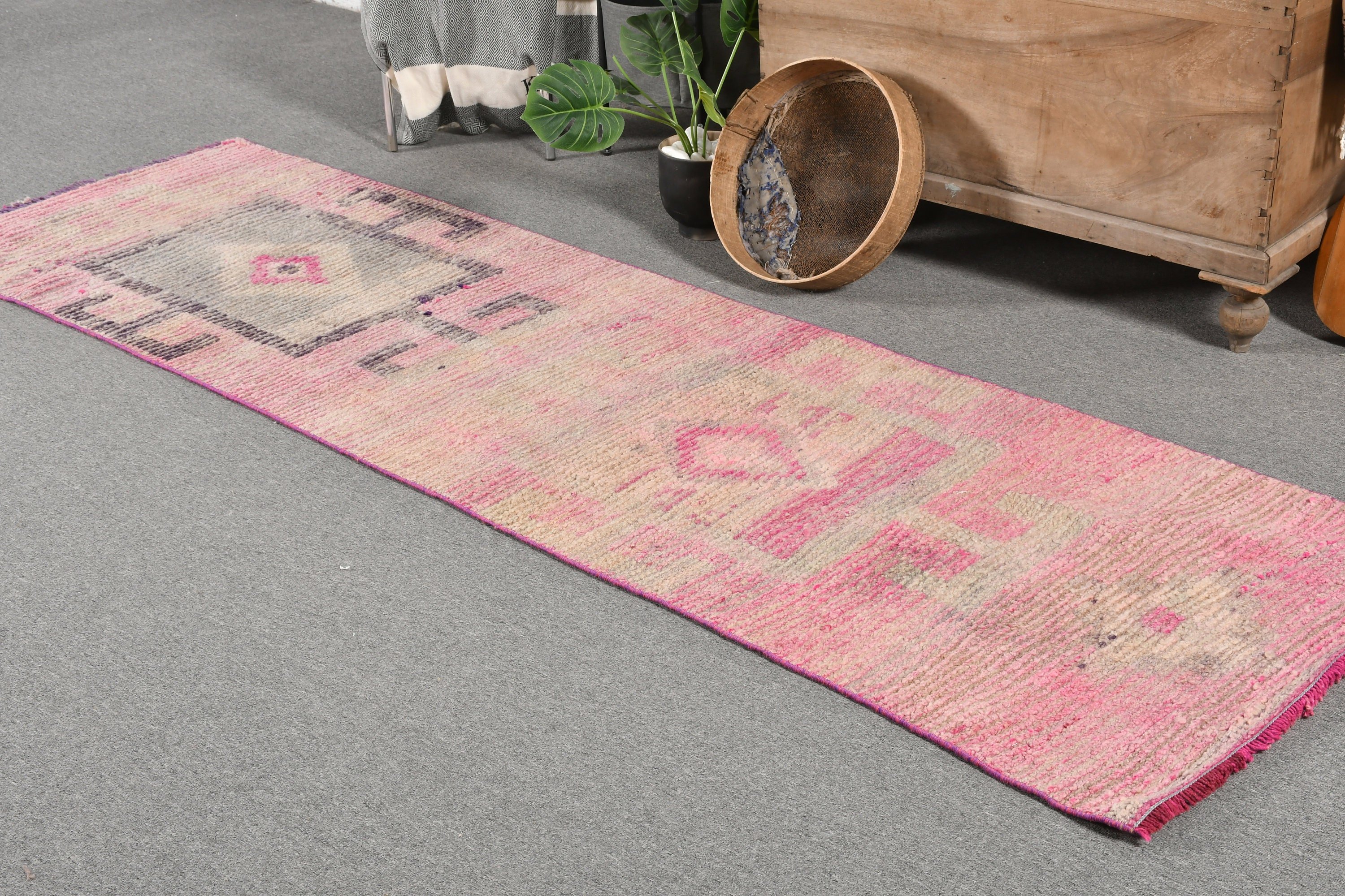 Turkey Rug, Bedroom Rug, Stair Rug, Rugs for Hallway, Vintage Rug, Turkish Rugs, Pink  2.6x8.8 ft Runner Rug