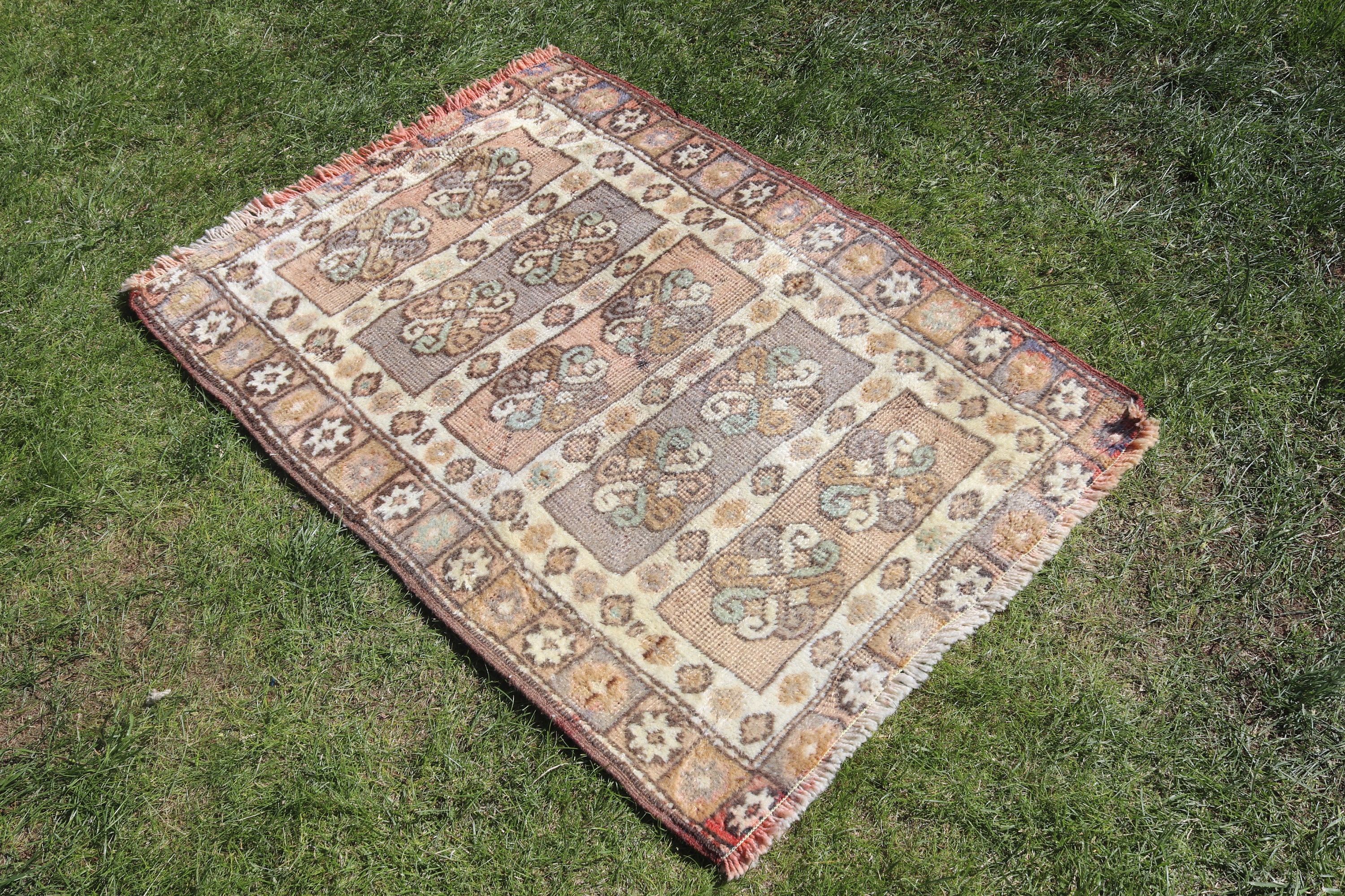 Turkish Rugs, Oriental Rugs, Small Boho Rug, Vintage Rugs, Brown  2.5x3.6 ft Small Rug, Wall Hanging Rugs, Luxury Rugs