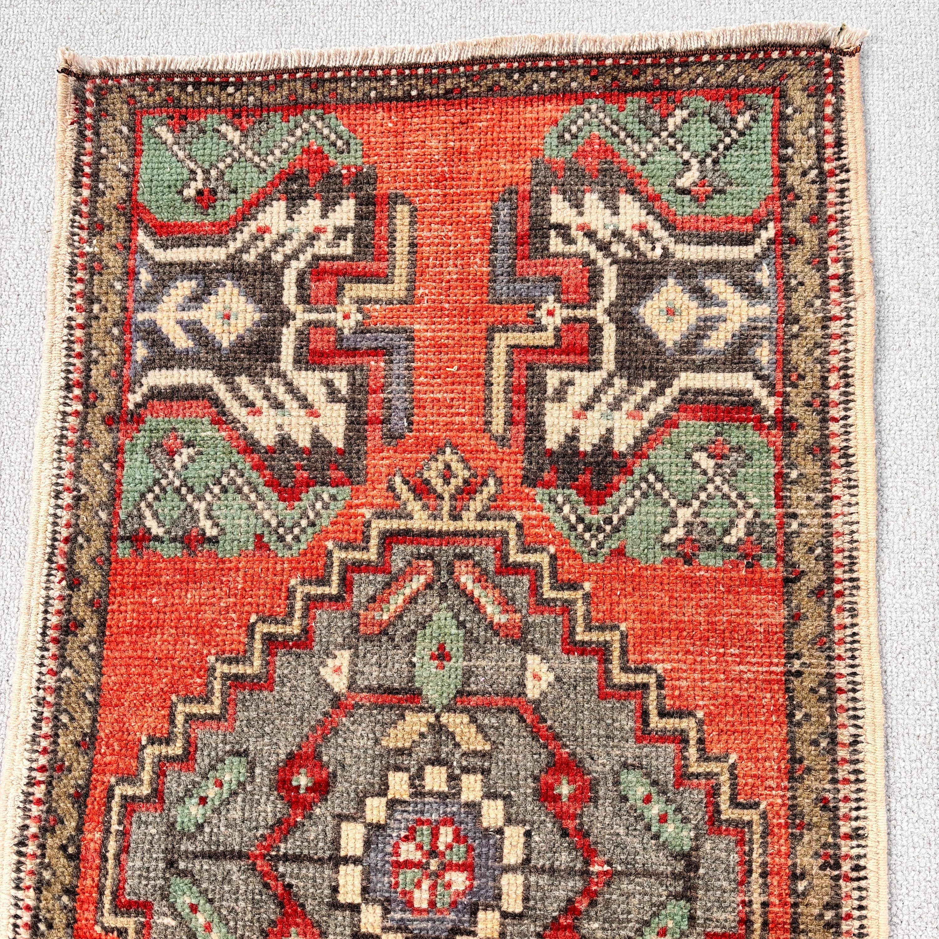 Rugs for Bathroom, Organic Rugs, Small Area Rug, Turkish Rugs, Modern Rug, 1.6x3.2 ft Small Rug, Kitchen Rug, Orange Cool Rugs, Vintage Rug