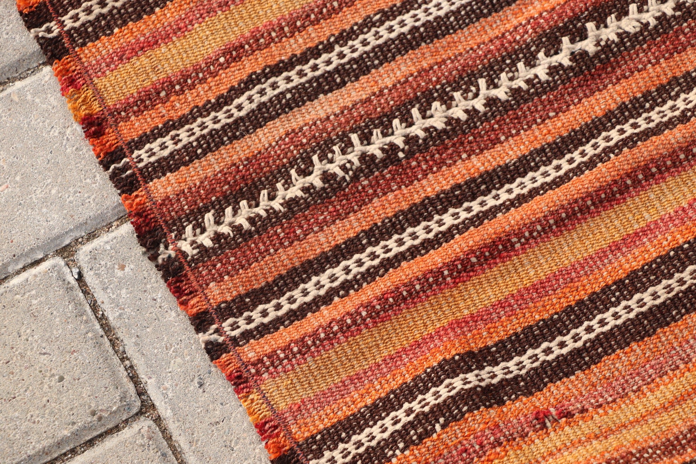 Antre Kilim, Yer Kilim, Antik Kilim, Turuncu Serin Kilim, Mutfak Kilim, Antre Kilim, 150x241 cm Oturma odası Kilim, Yer Kilim, Türk Kilim