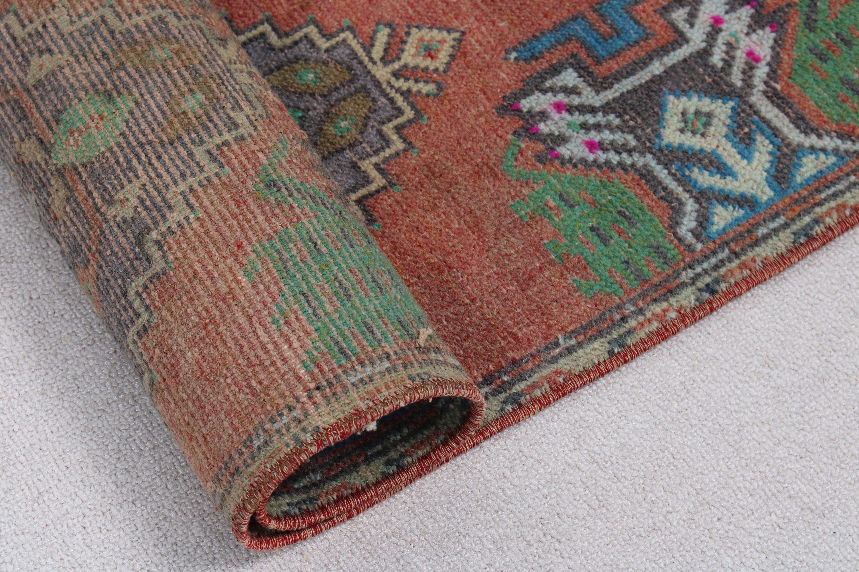 Small Boho Rugs, Statement Rug, Wall Hanging Rug, Vintage Rugs, Turkish Rug, Oriental Rugs, 1.4x3.1 ft Small Rugs, Bronze Wool Rugs