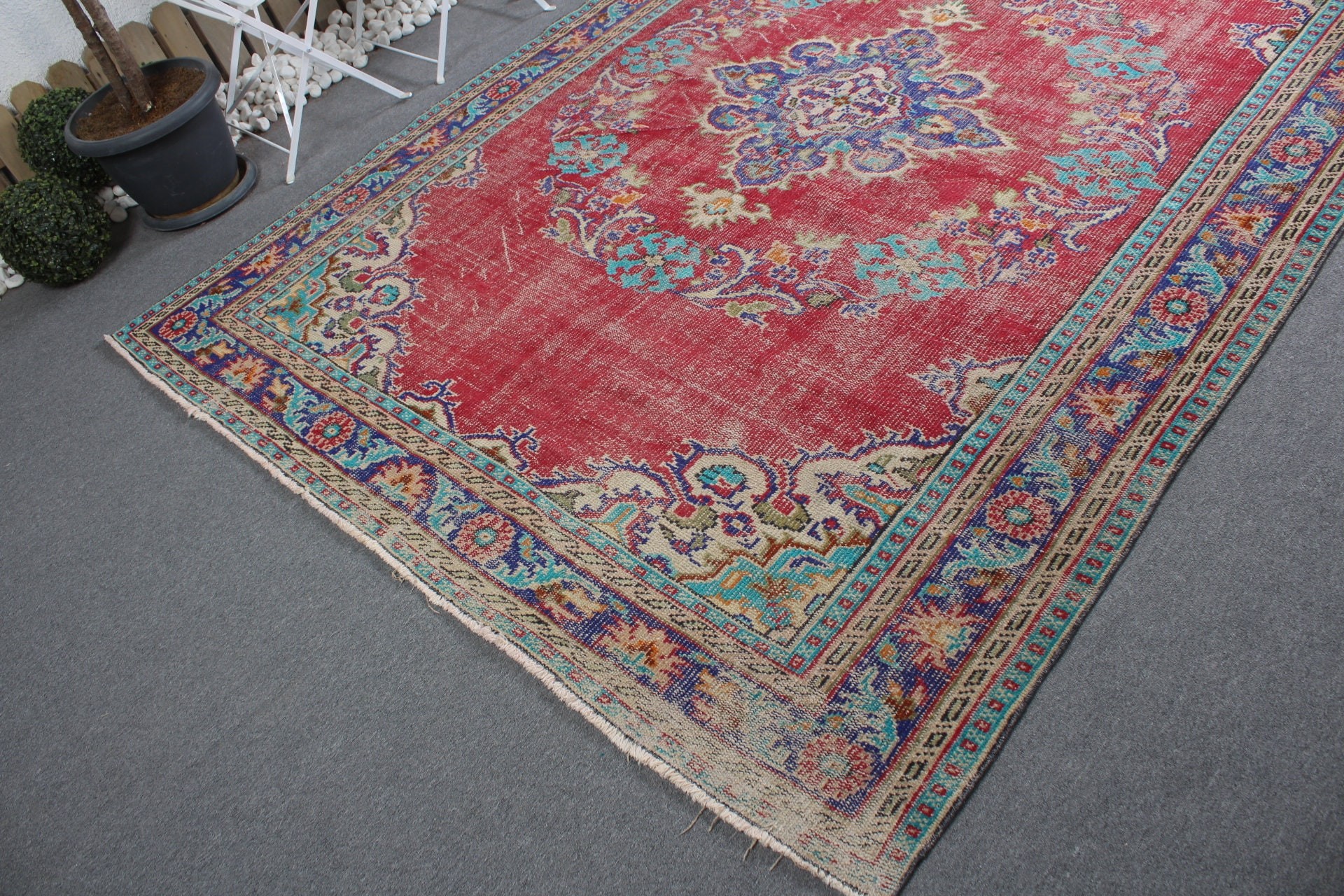 Yatak Odası Halıları, Anadolu Halısı, Sanat Halısı, Oturma Odası Halısı, Kırmızı Ev Dekor Halısı, 6.9x9.9 ft Büyük Halılar, Vintage Halı, Türk Halısı, Yemek Odası Halısı