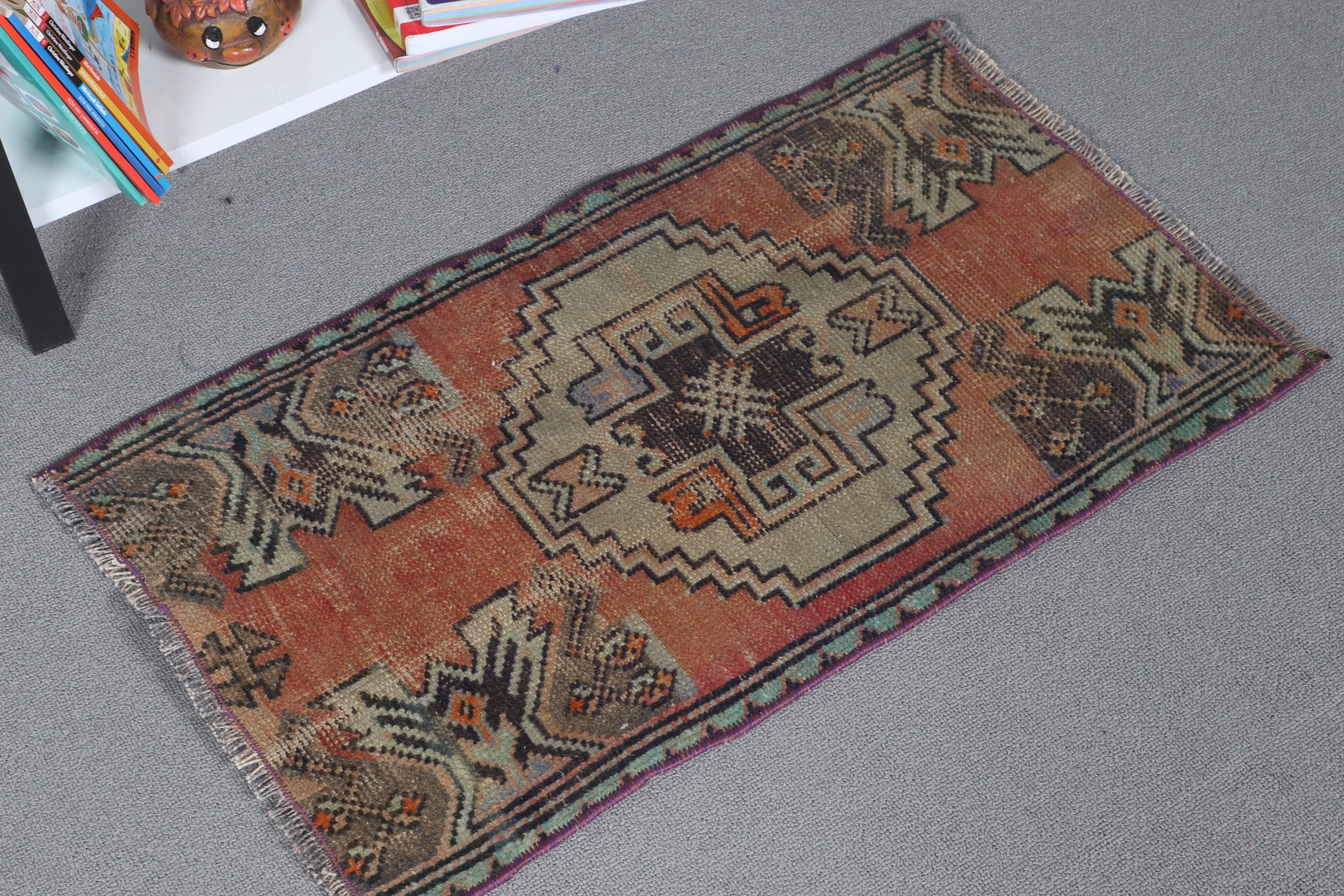 Old Rug, Rugs for Bath, 1.4x2.4 ft Small Rugs, Vintage Rug, Cool Rugs, Turkish Rug, Floor Rugs, Bath Rug, Bedroom Rug, Brown Home Decor Rug