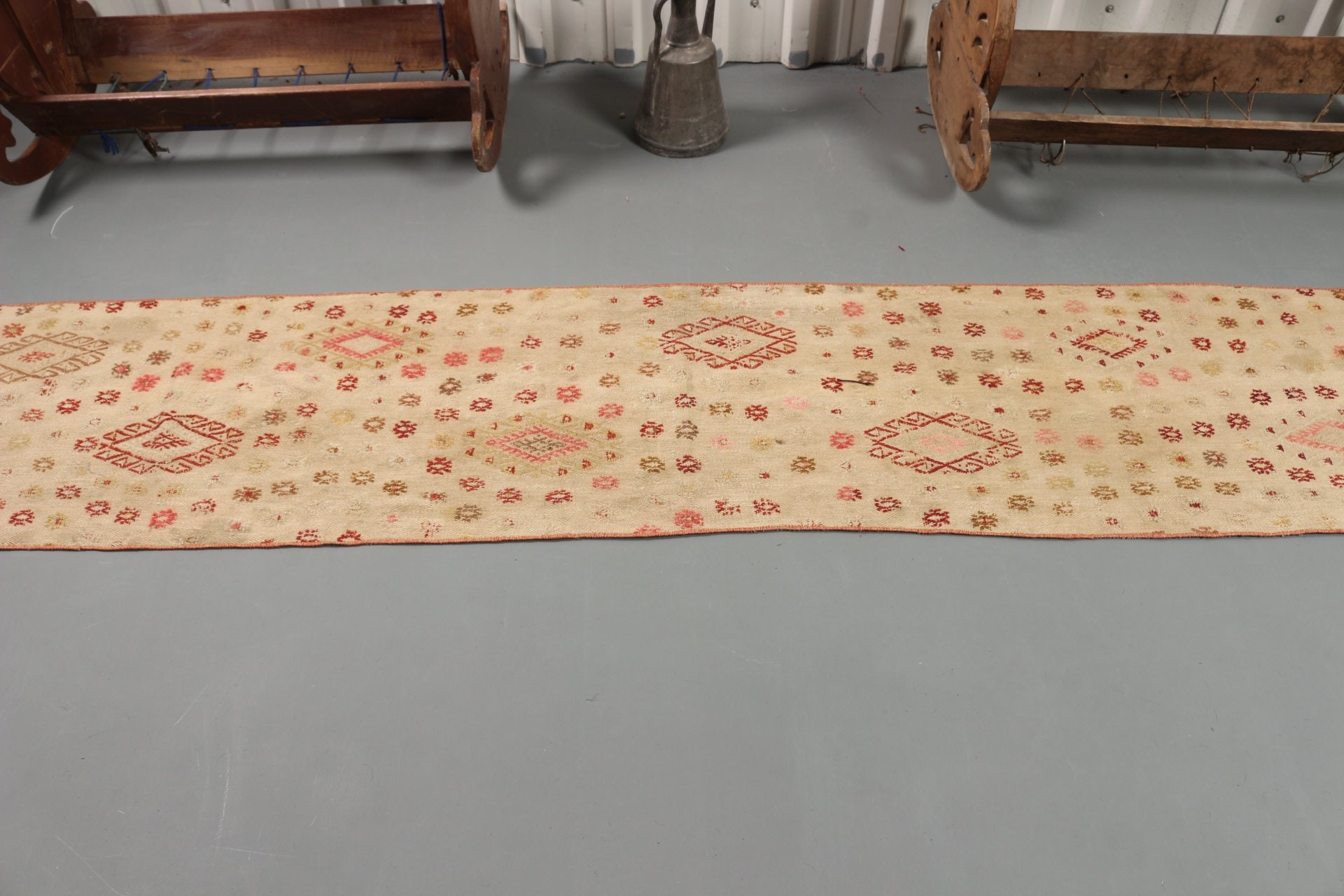 Merdiven Halıları, Sessiz Halı, Türk Halısı, Ev Dekorasyonu Halısı, Koridor Halısı, Vintage Halılar, Kilim, 1.9x8.5 ft Runner Halıları, Bej Oushak Halısı, Oushak Halısı