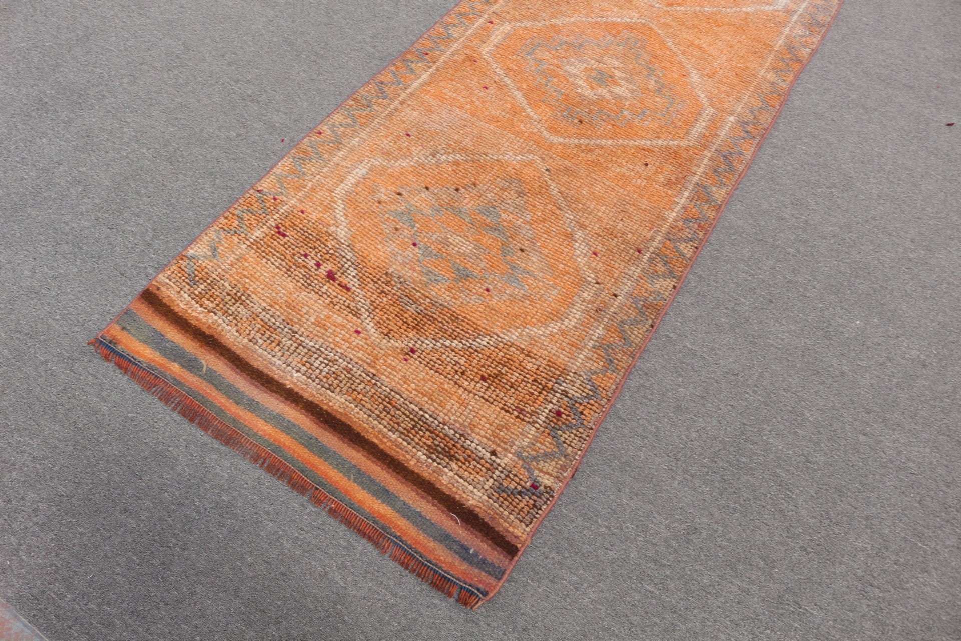 Turkish Rugs, Vintage Rug, Anatolian Rug, Stair Rugs, Orange Home Decor Rug, 2.7x10 ft Runner Rug, Rugs for Corridor