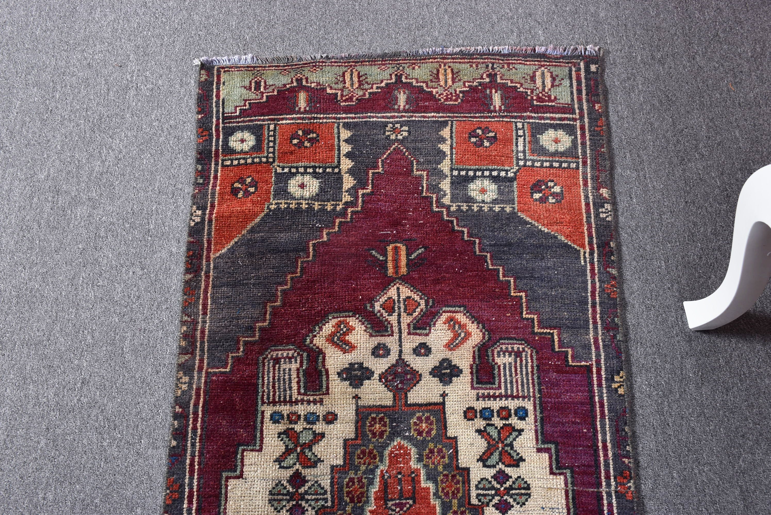 Türk Halısı, 2.1x5.6 ft Yolluk Halıları, Kabile Halısı, Merdiven Halıları, Modern Halılar, Mor Geometrik Halı, Vintage Halılar, Mutfak Halıları