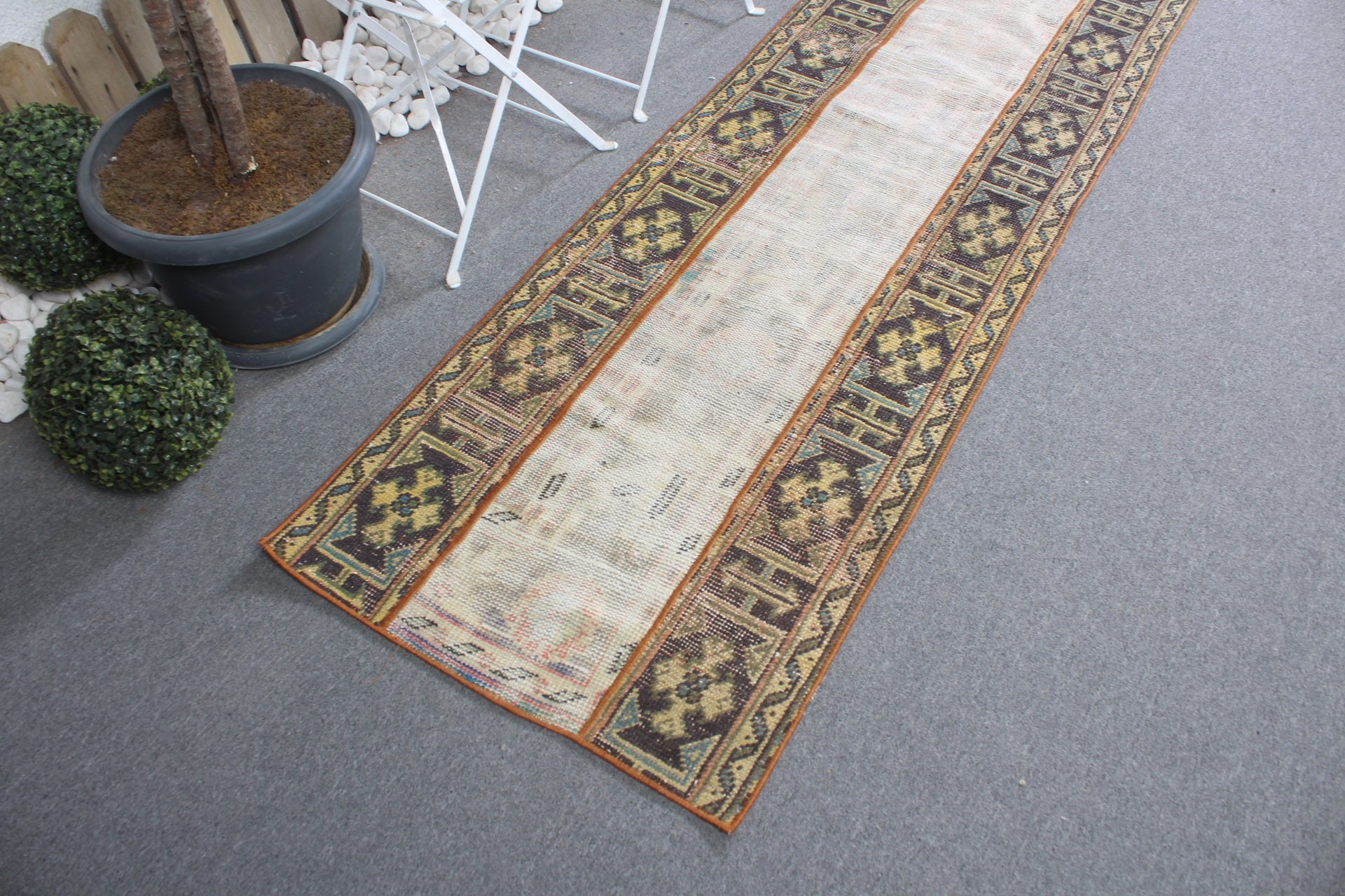 Custom Rug, Kitchen Rug, Turkish Rug, Vintage Rugs, Moroccan Rug, Beige Anatolian Rugs, Hallway Rug, 2.3x7.6 ft Runner Rugs, Floor Rug