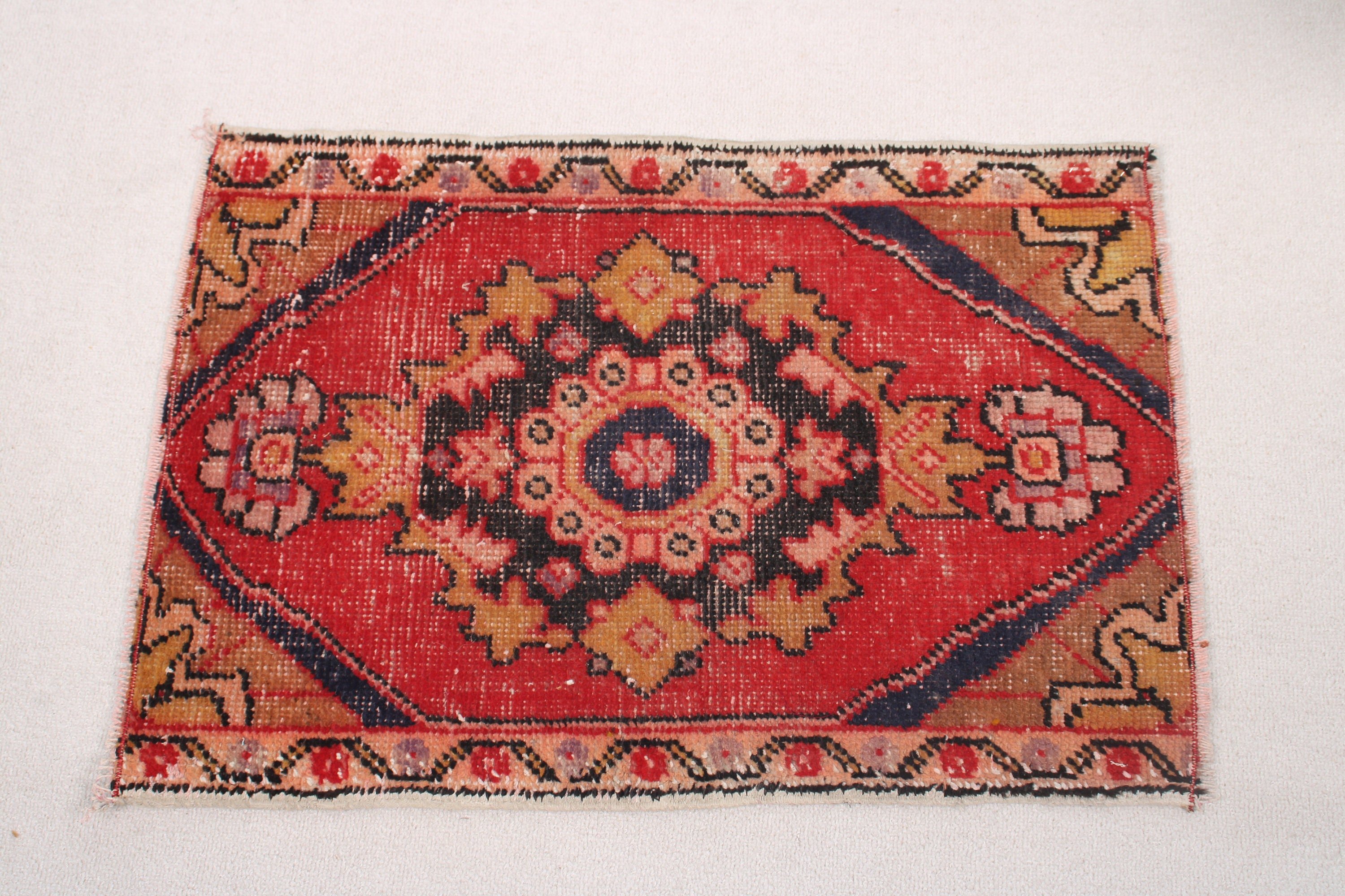 Car Mat Rug, Turkish Rugs, Vintage Rug, Kitchen Rug, Rugs for Small Area, 1.8x2.5 ft Small Rugs, Flatweave Rug, Boho Rug, Red Boho Rug