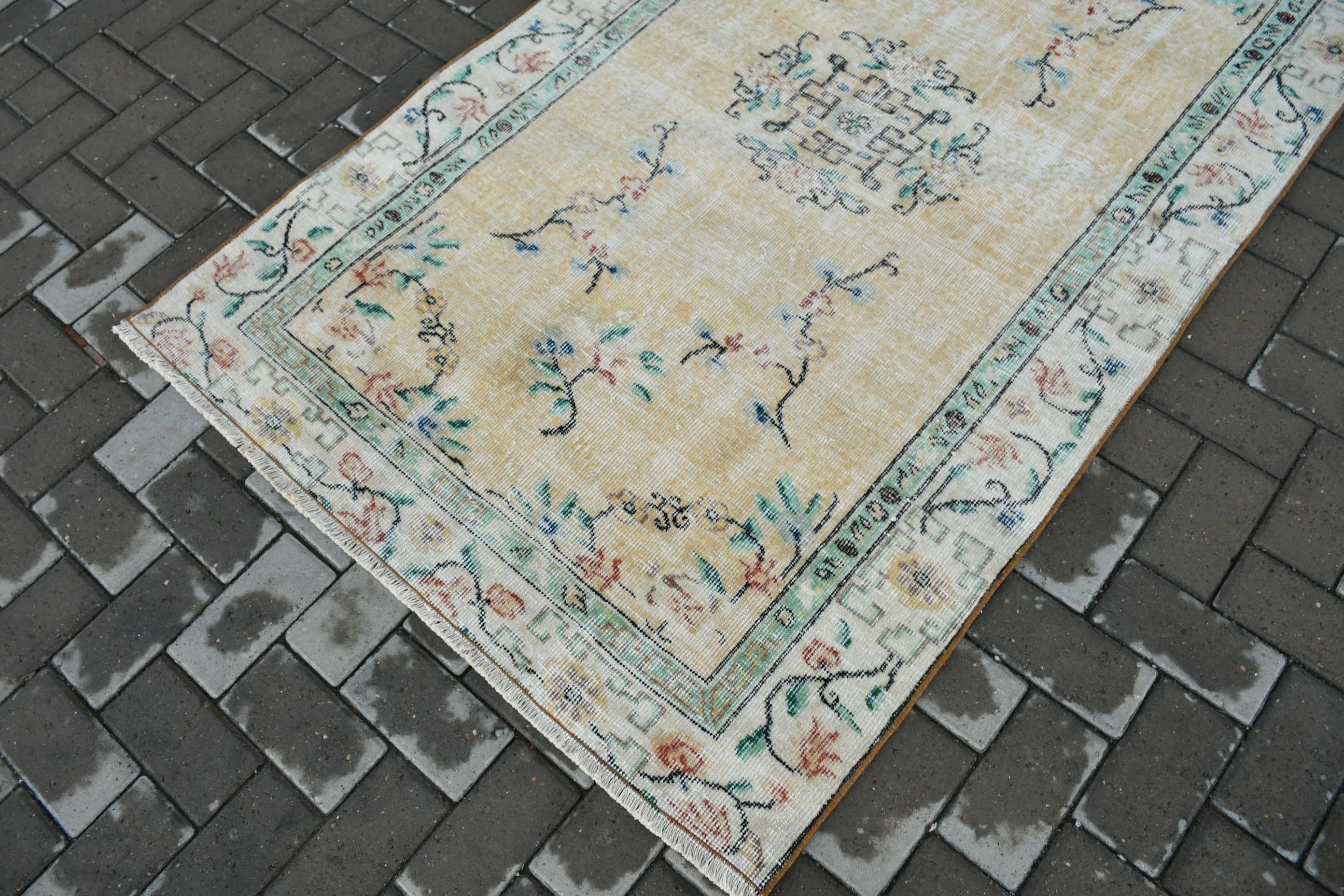 Turkey Rug, Floor Rugs, Vintage Rug, Beige Antique Rug, Oriental Rug, Rugs for Bedroom, Dining Room Rugs, Turkish Rugs, 3.8x6.5 ft Area Rug