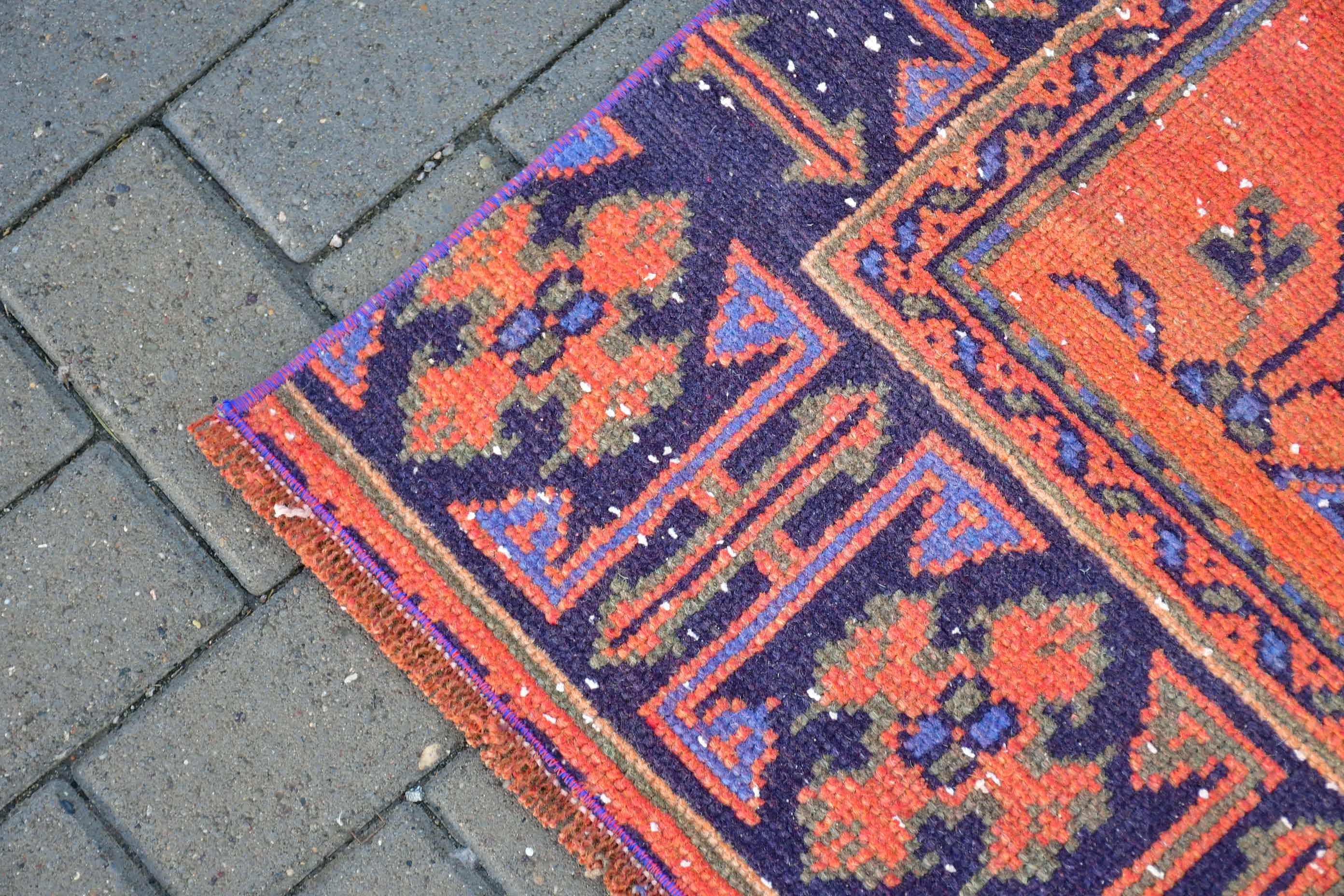 Mutfak Halıları, Türk Halıları, Merdiven Halısı, Turuncu 3,8x11,2 ft Runner Halıları, Yün Halı, Vintage Halılar, Koridor Halıları, Havalı Halılar