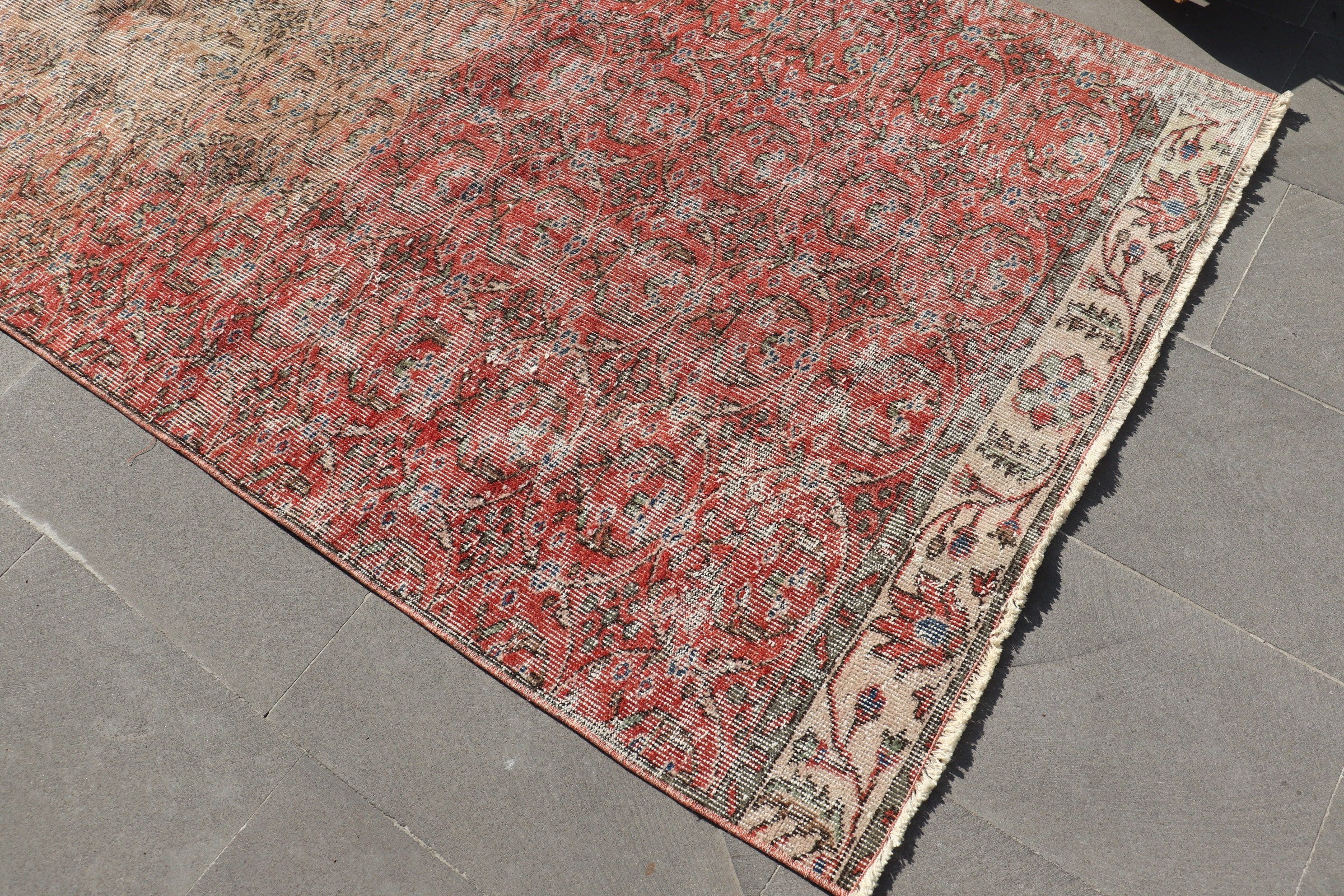 Living Room Rug, Home Decor Rug, Bright Rug, 3.8x8.9 ft Area Rugs, Vintage Rugs, Indoor Rug, Orange Antique Rug, Turkish Rug