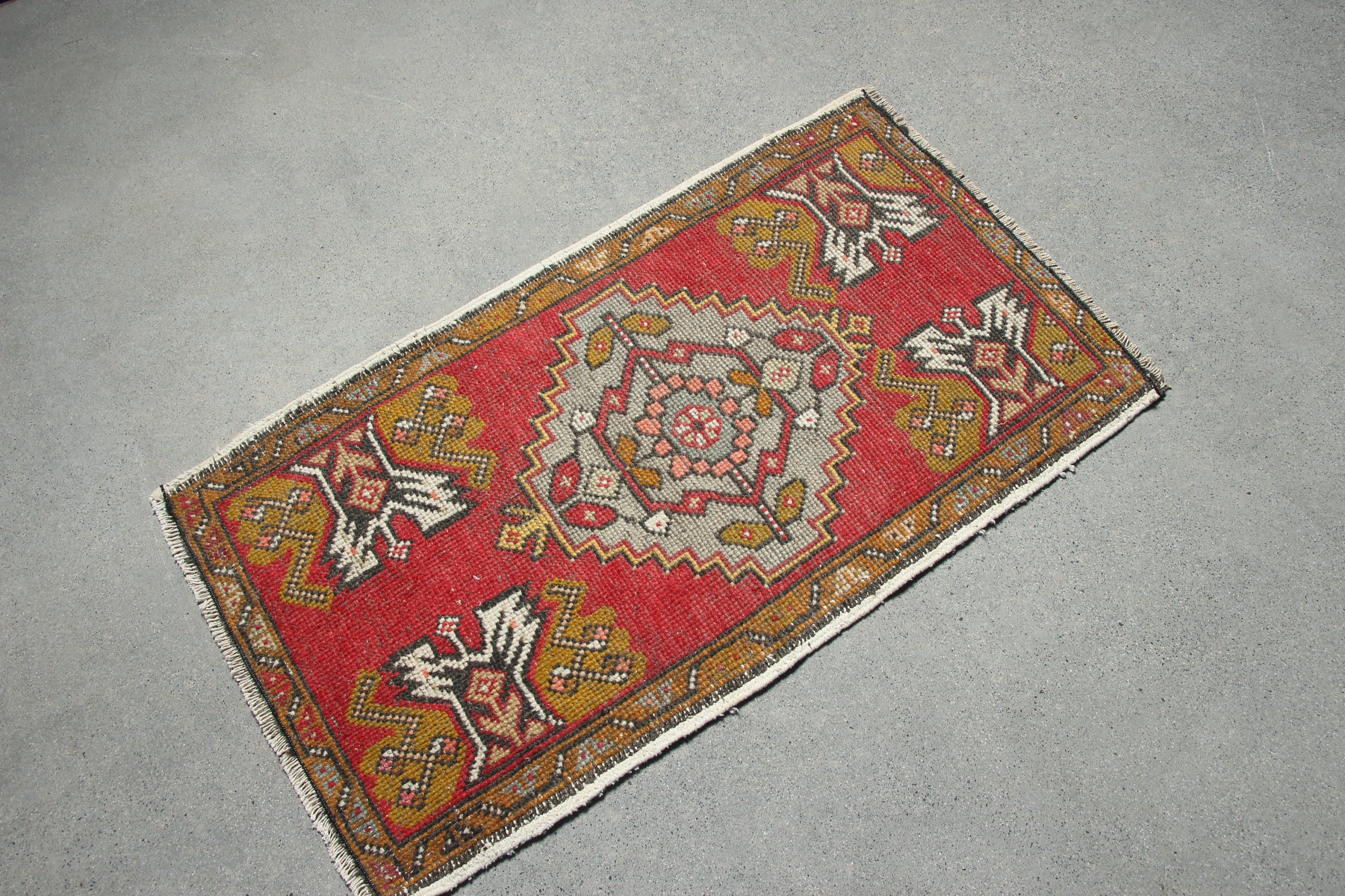 Red Moroccan Rugs, Bathroom Rugs, Tribal Rug, Turkish Rugs, Vintage Rug, Antique Rug, Rugs for Bathroom, 1.9x3.3 ft Small Rug, Kitchen Rug