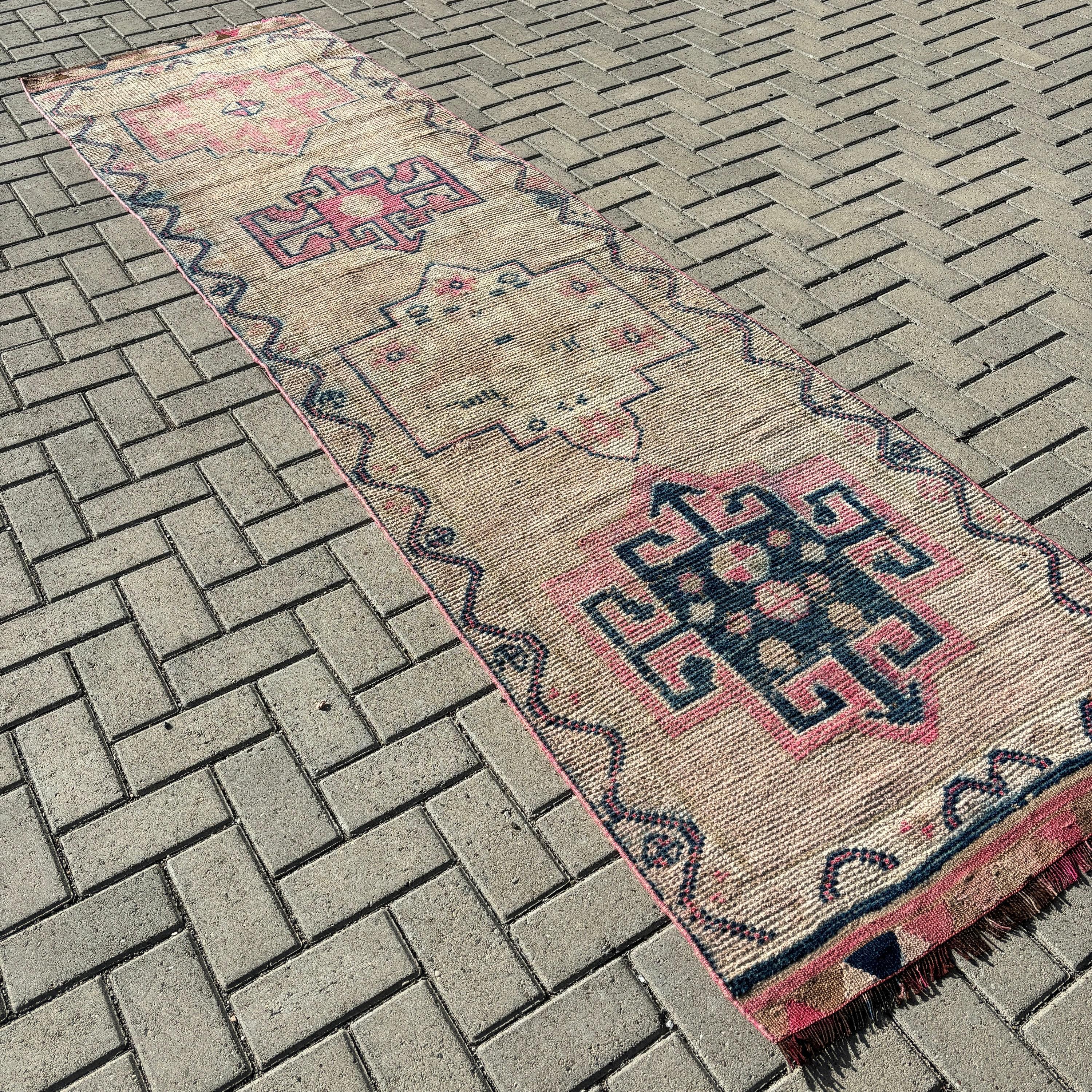 Corridor Rug, Turkish Rugs, Vintage Rug, Luxury Rug, Beige Anatolian Rugs, Hallway Rug, Oushak Rugs, 2.8x10.2 ft Runner Rug, Antique Rug