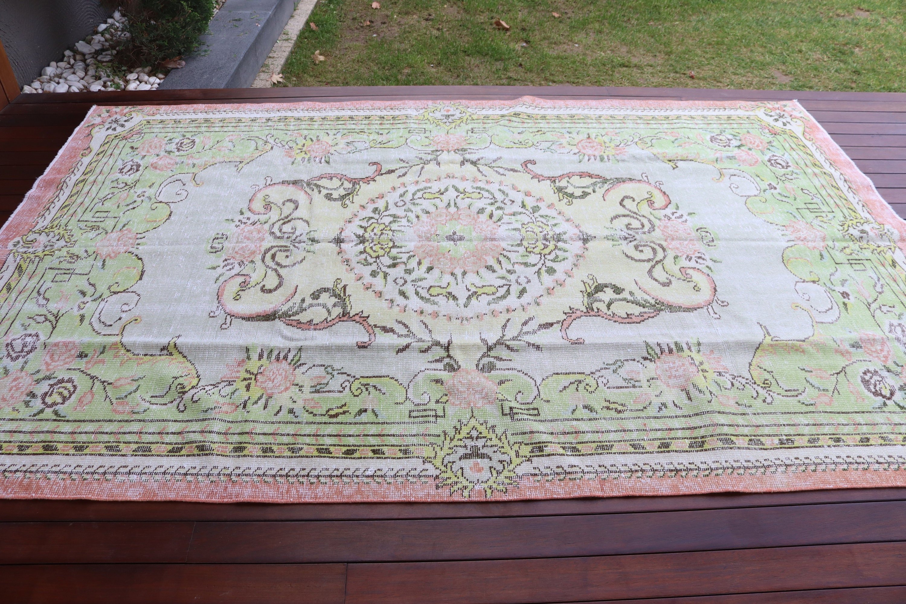 Vintage Halılar, 5.9x9.2 ft Büyük Halı, Türk Halısı, Yeşil Mutfak Halısı, Yatak Odası Halıları, Fas Halıları, Yemek Odası Halıları, Mutfak Halıları, Boho Halıları