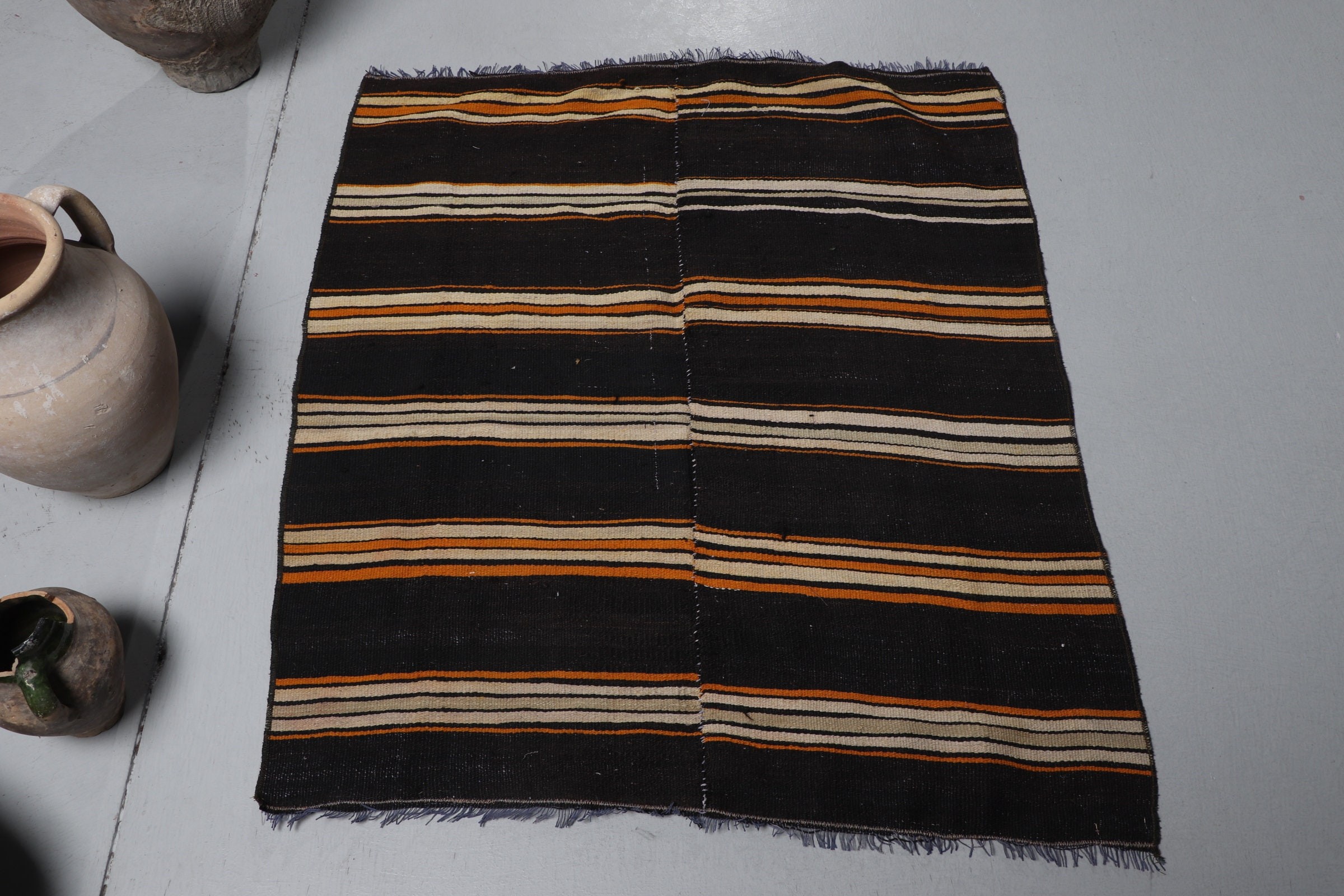 Yer Halısı, Banyo Halısı, 2,8x3,1 ft Küçük Halı, Siyah Mutfak Halısı, Vintage Halılar, Oushak Halısı, Kapı Paspası Halısı, Türk Halısı, Kilim