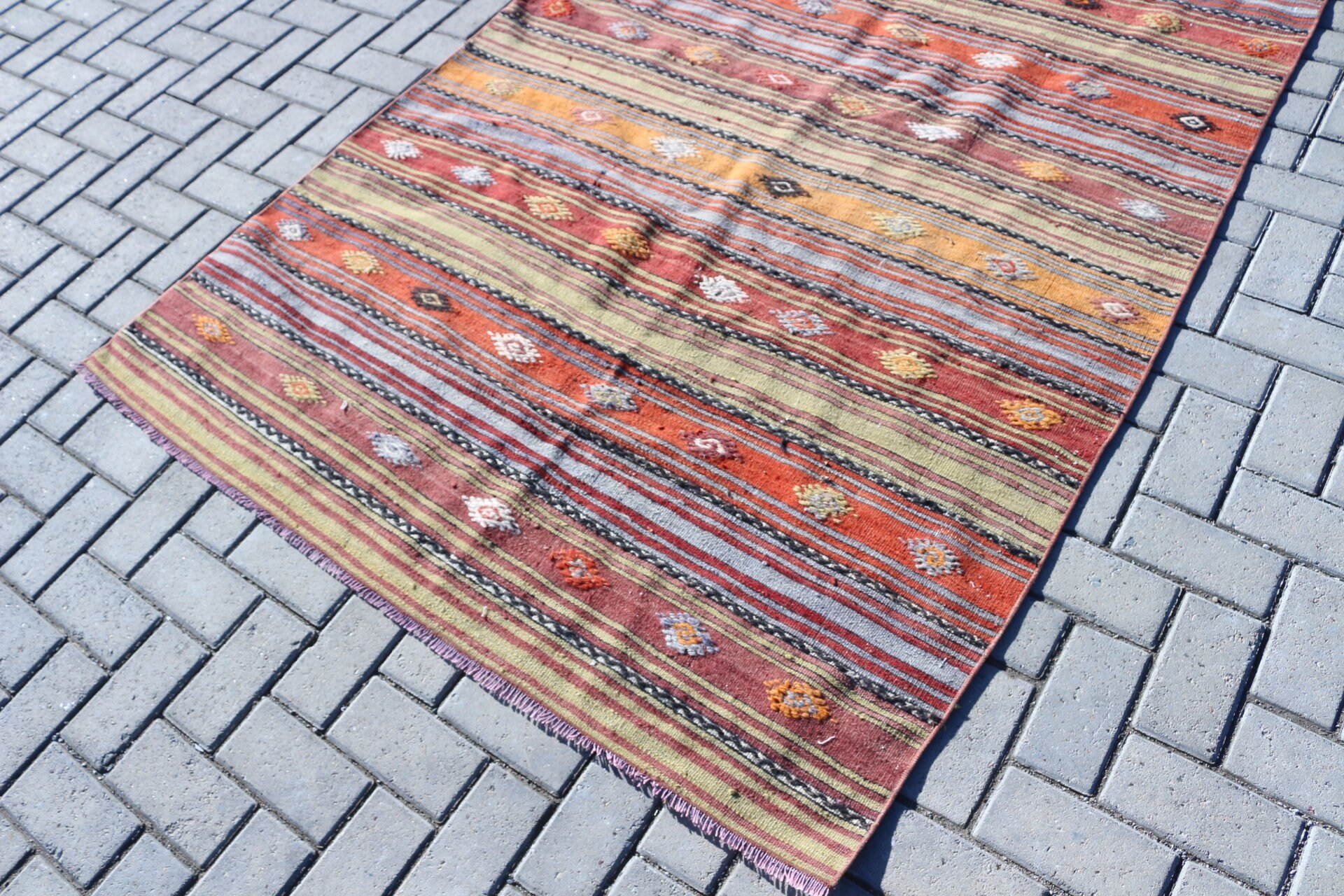 Turkish Rugs, Vintage Rugs, Oriental Rugs, Green Home Decor Rugs, Rugs for Kitchen, Kilim, Indoor Rug, 4.7x8.3 ft Area Rugs, Bedroom Rugs