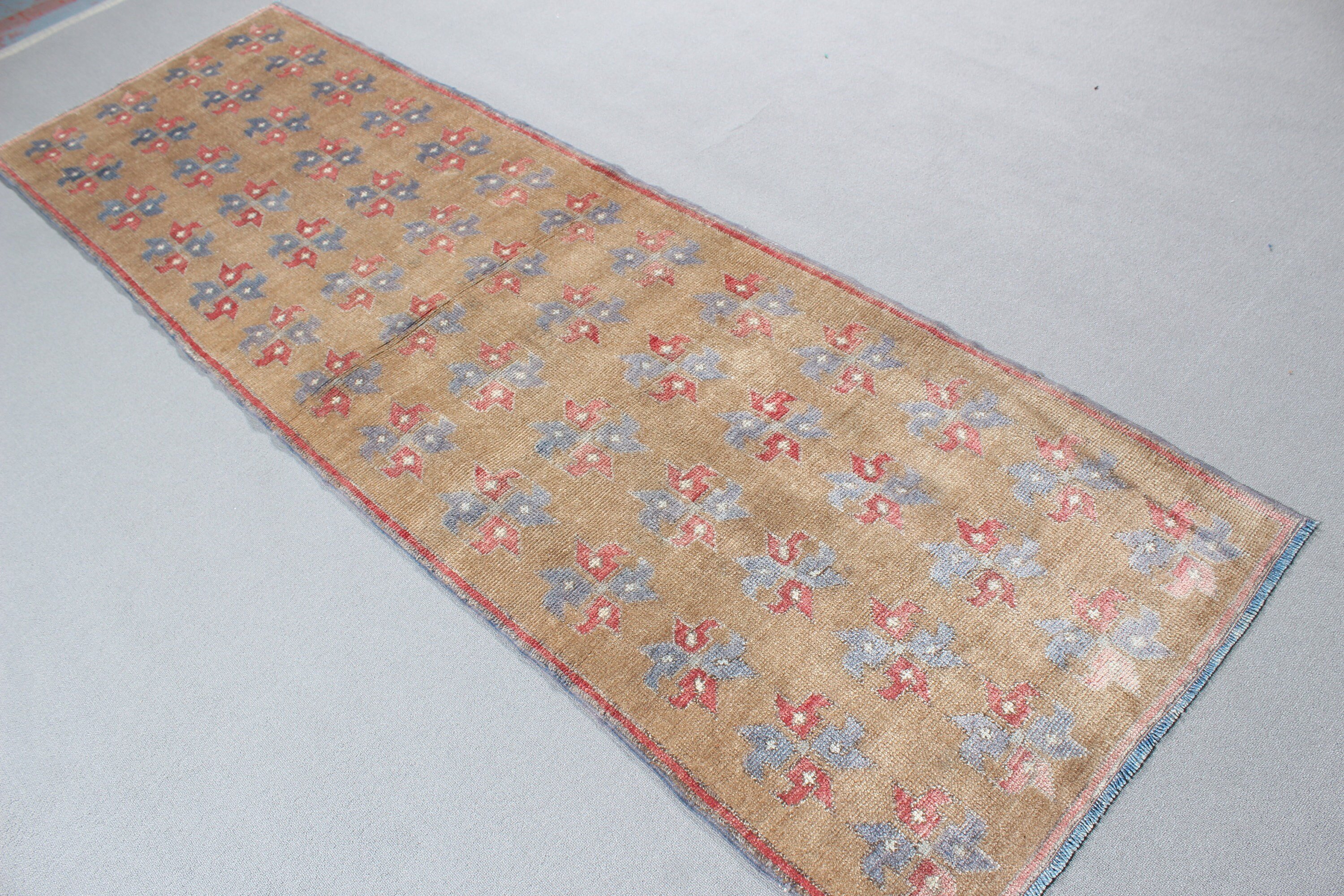 Wool Rug, Vintage Rugs, Turkish Rug, Rugs for Beni Ourain Runner, 2.9x9.2 ft Runner Rug, Kitchen Rug, Statement Rugs, Blue Antique Rugs