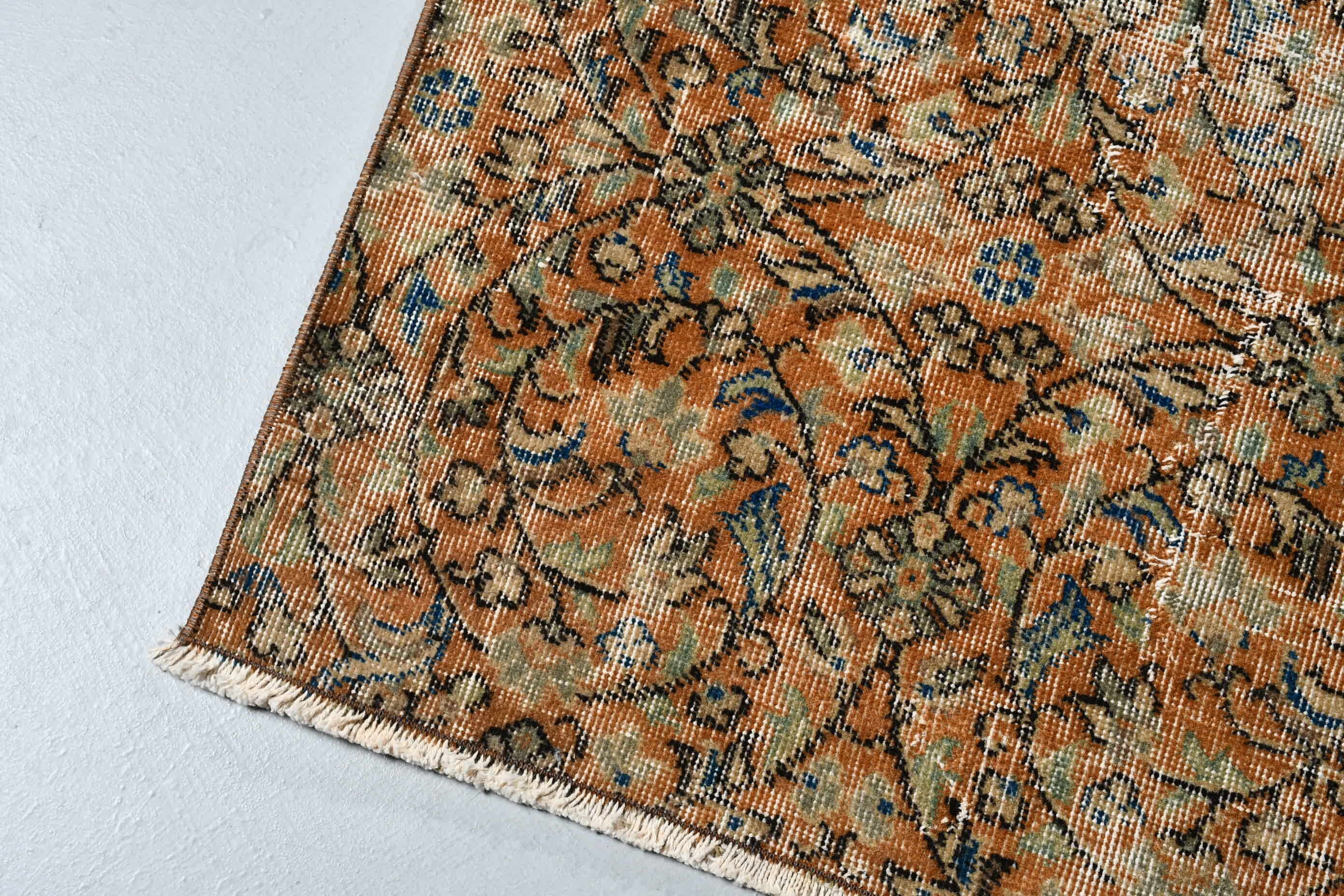 Oturma Odası Halıları, İç Mekan Halısı, Soğuk Halı, Kabile Halısı, Türk Halısı, Turuncu 4.3x6.2 ft Alan Halıları, Vintage Halı