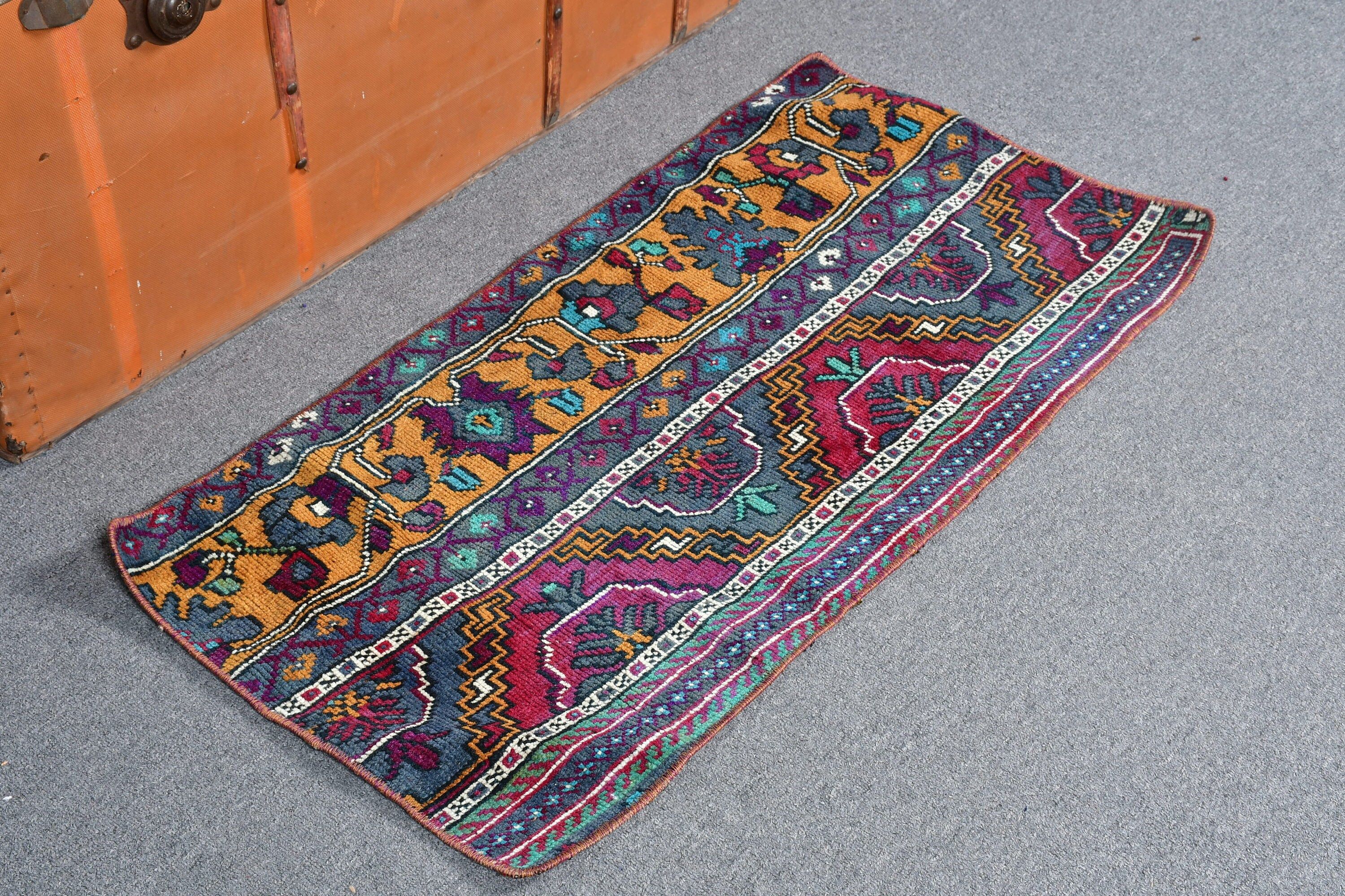 Parlak Halılar, Vintage Halılar, Mavi Ev Dekorasyonu Halıları, 1.6x3.3 ft Küçük Halılar, Ev Dekorasyonu Halısı, Banyo Halısı, Mutfak Halısı, Türk Halıları