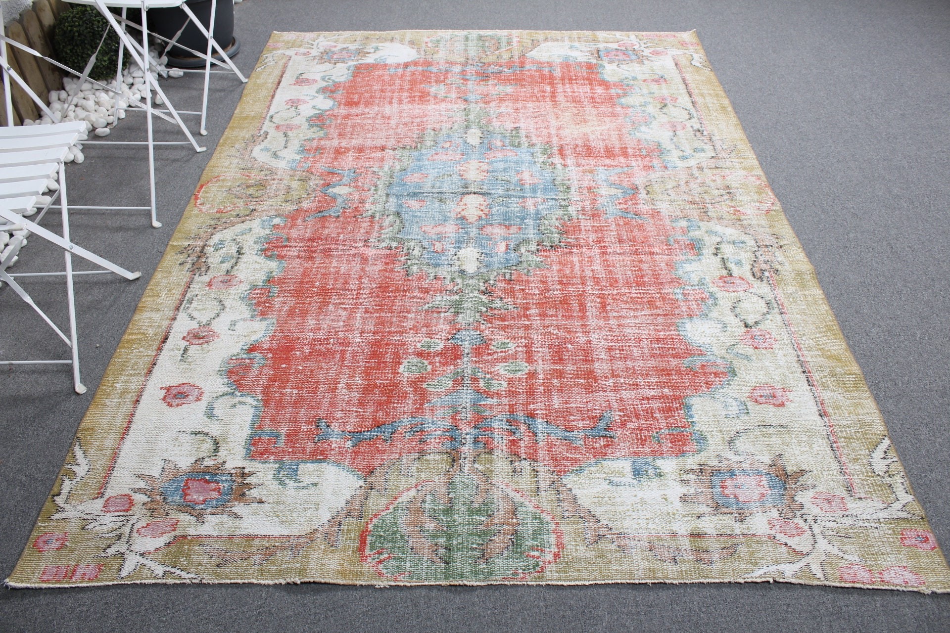 6x8.4 ft Large Rugs, Rugs for Salon, Red Anatolian Rug, Home Decor Rug, Bedroom Rugs, Vintage Rug, Turkish Rug, Floor Rug, Salon Rug