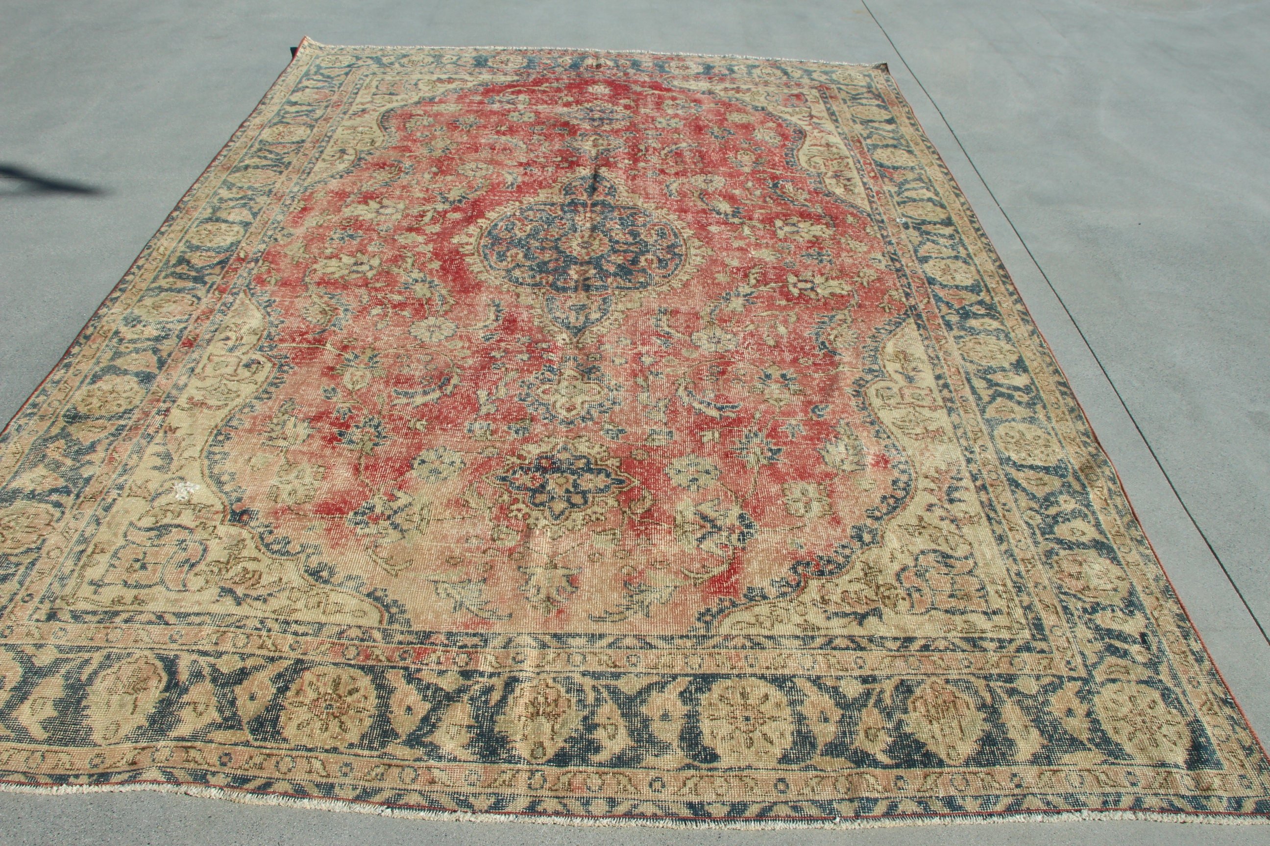 7.4x10.5 ft Büyük Boy Halı, Boho Halı, Türk Halıları, Lüks Halılar, Vintage Halılar, Havalı Halılar, Kırmızı Oryantal Halılar, Salon Halıları, Büyük Boy Türk Halısı