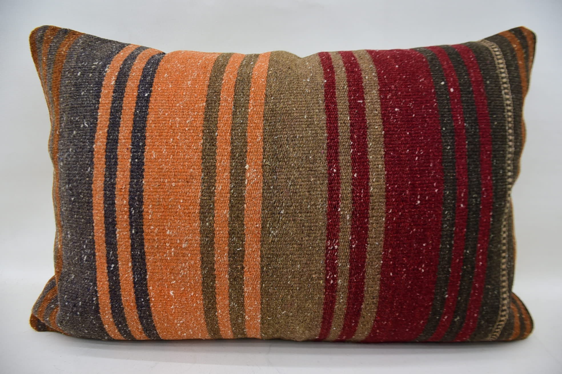 Turkish Pillow, Kilim Rug Cushion Case, Gift Pillow, Pillow for Couch, Yoga Cushion Cover, 16"x24" Orange Cushion