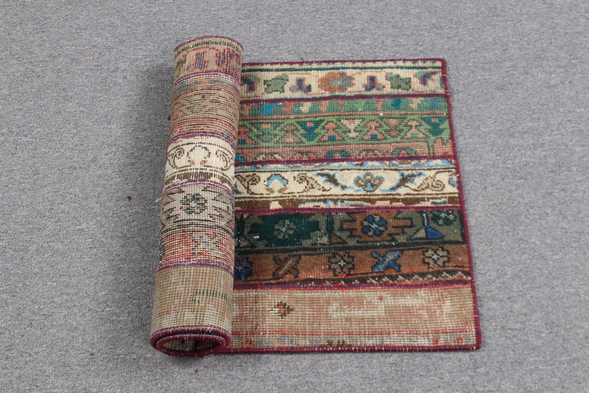 Giriş Halıları, Eskitilmiş Halılar, Yeşil Yatak Odası Halıları, Vintage Halı, Anadolu Halısı, Türk Halısı, Banyo Halısı, Oushak Halısı, 1.7x2.9 ft Küçük Halılar