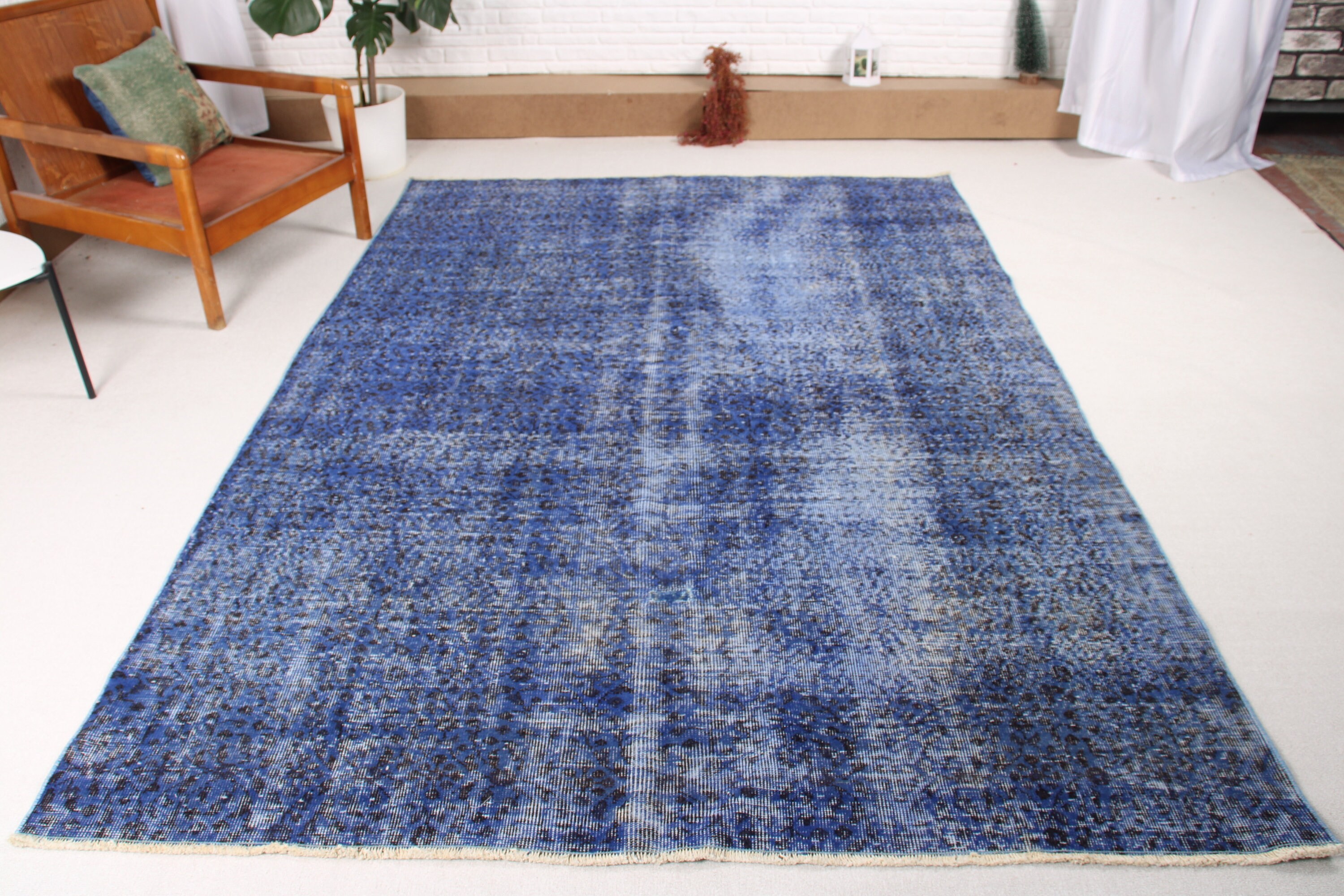 Turkish Rugs, Blue Anatolian Rugs, Dining Room Rugs, 6.3x8.7 ft Large Rug, Vintage Rugs, Bedroom Rug, Floor Rugs, Salon Rugs, Oushak Rugs