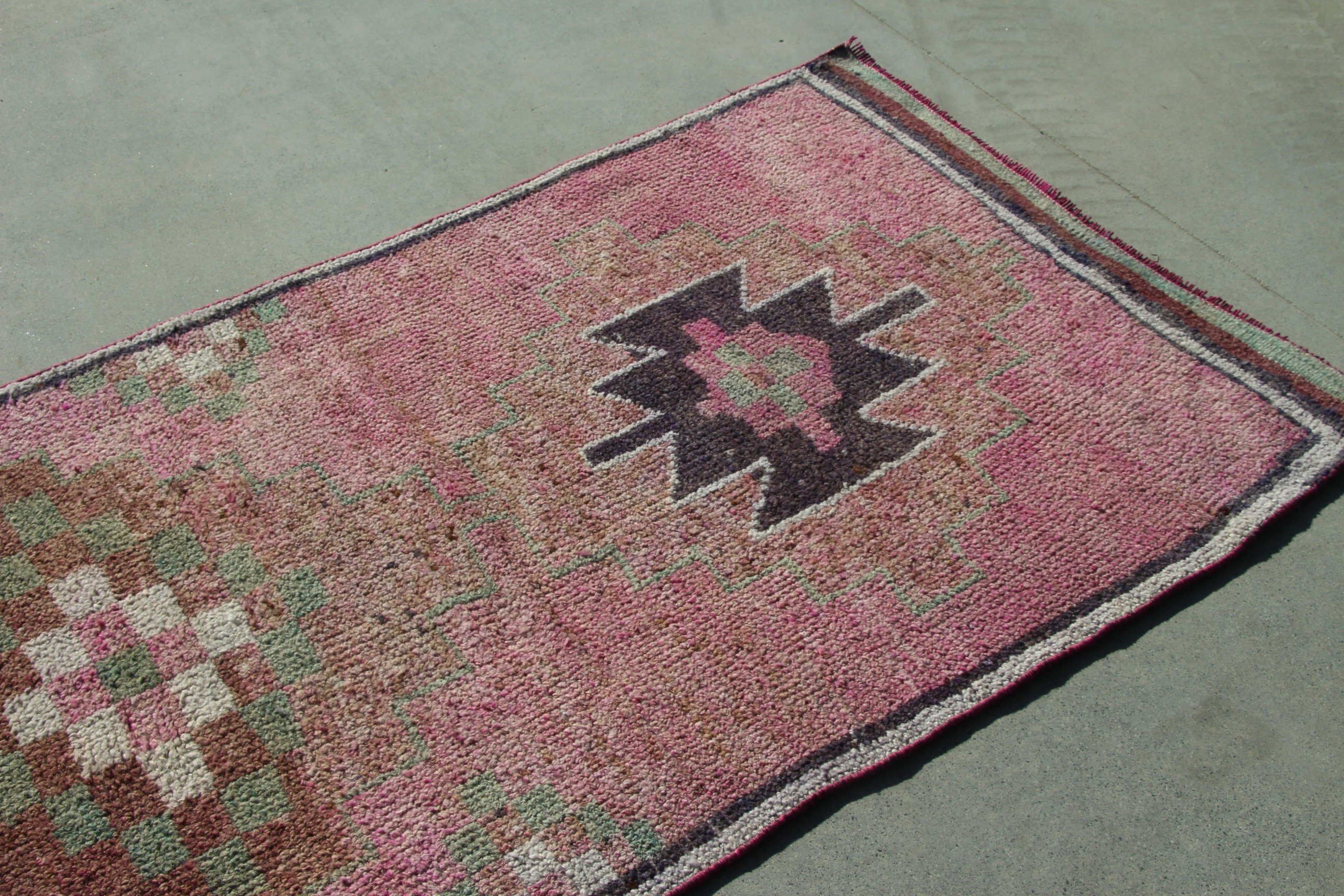 Pink Luxury Rugs, Cool Rug, 2.9x12 ft Runner Rugs, Aesthetic Rug, Vintage Rugs, Turkish Rug, Stair Rugs, Kitchen Rug, Corridor Rug