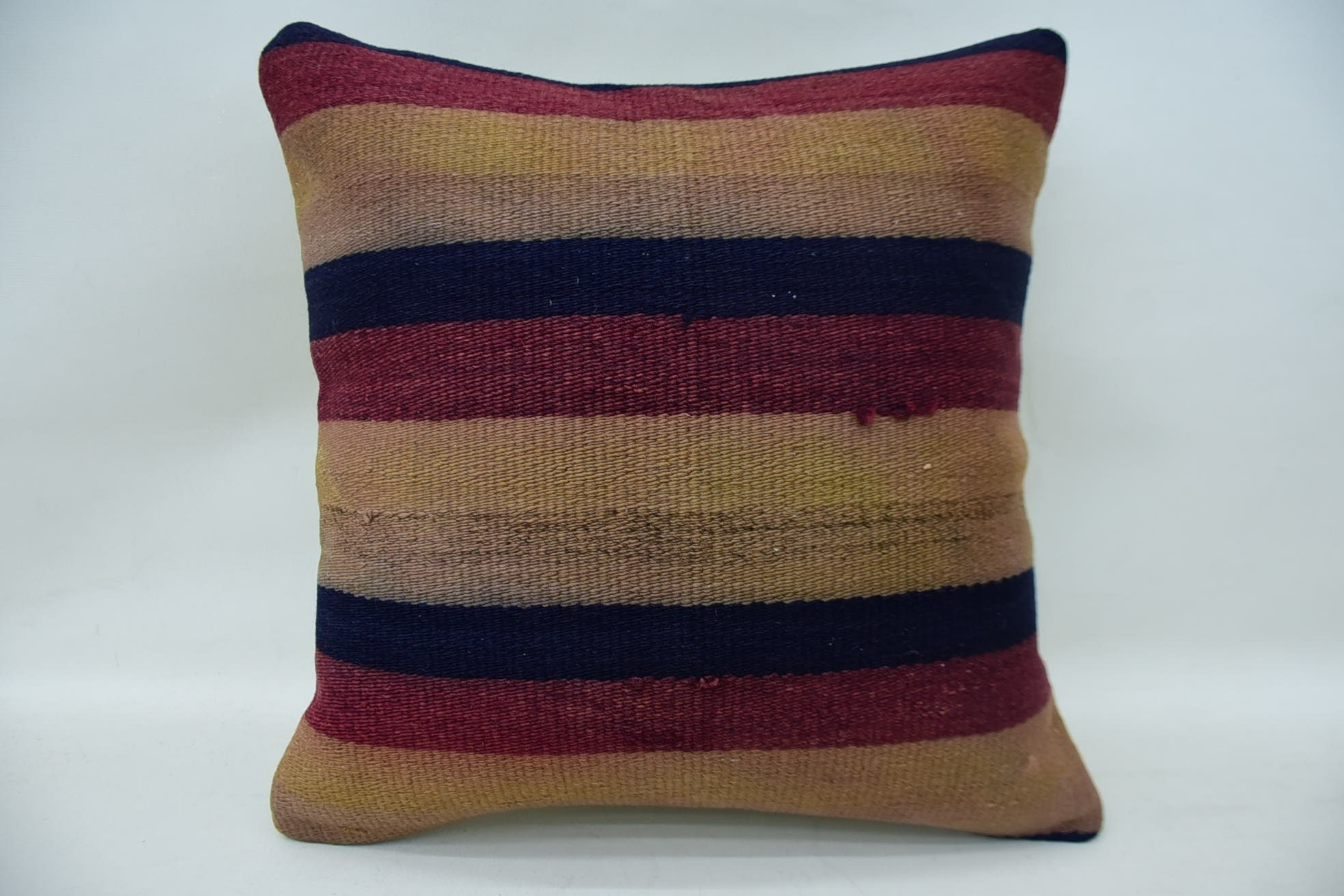 Southwestern Cushion Case, Vintage Kilim Throw Pillow, Ethnical Kilim Rug Pillow, Kilim Cushion Sham, 16"x16" Blue Cushion Cover