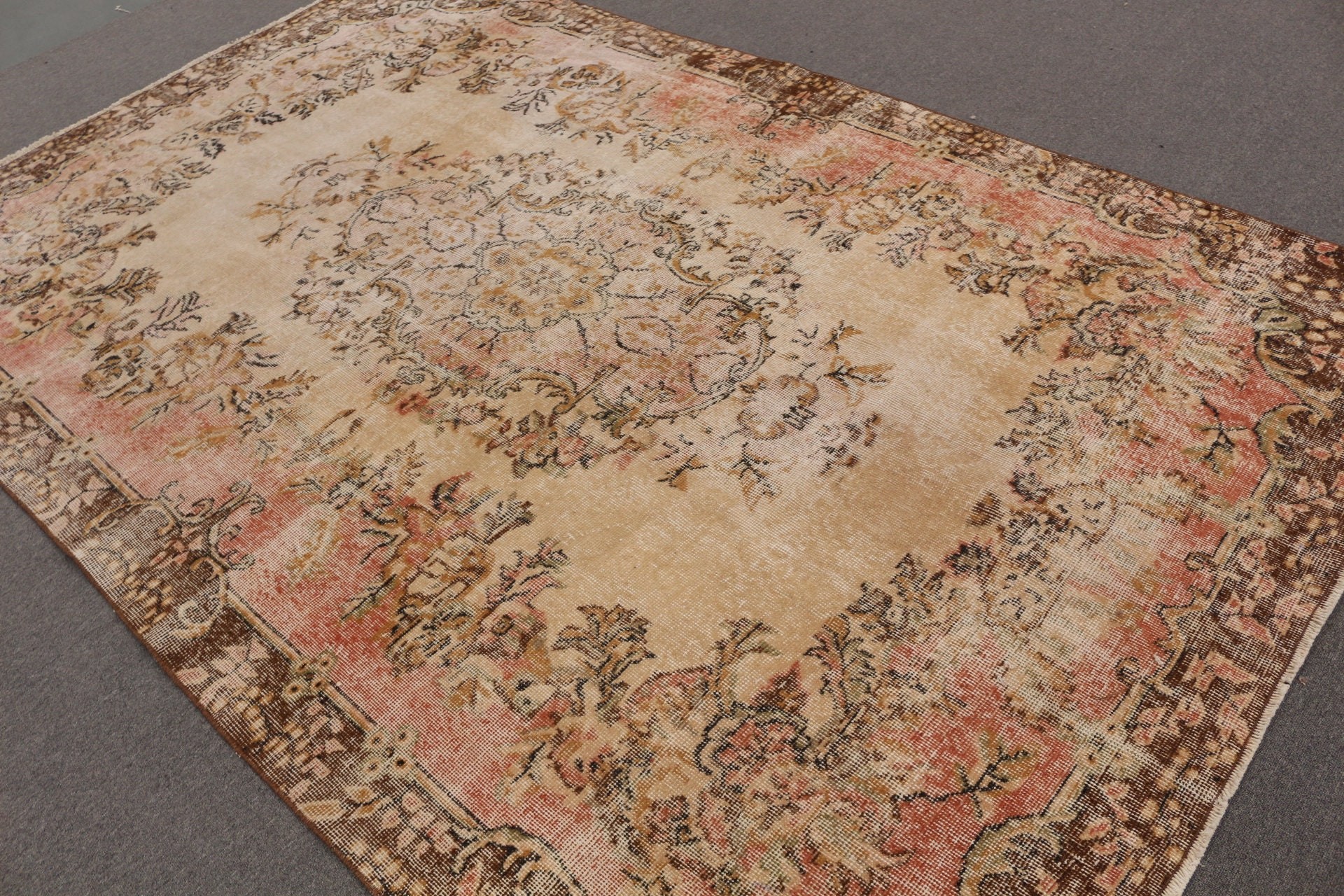 Beige Antique Rug, Aztec Rug, 6.4x9.8 ft Large Rugs, Bedroom Rugs, Home Decor Rug, Vintage Rugs, Antique Rug, Turkish Rug, Dining Room Rugs